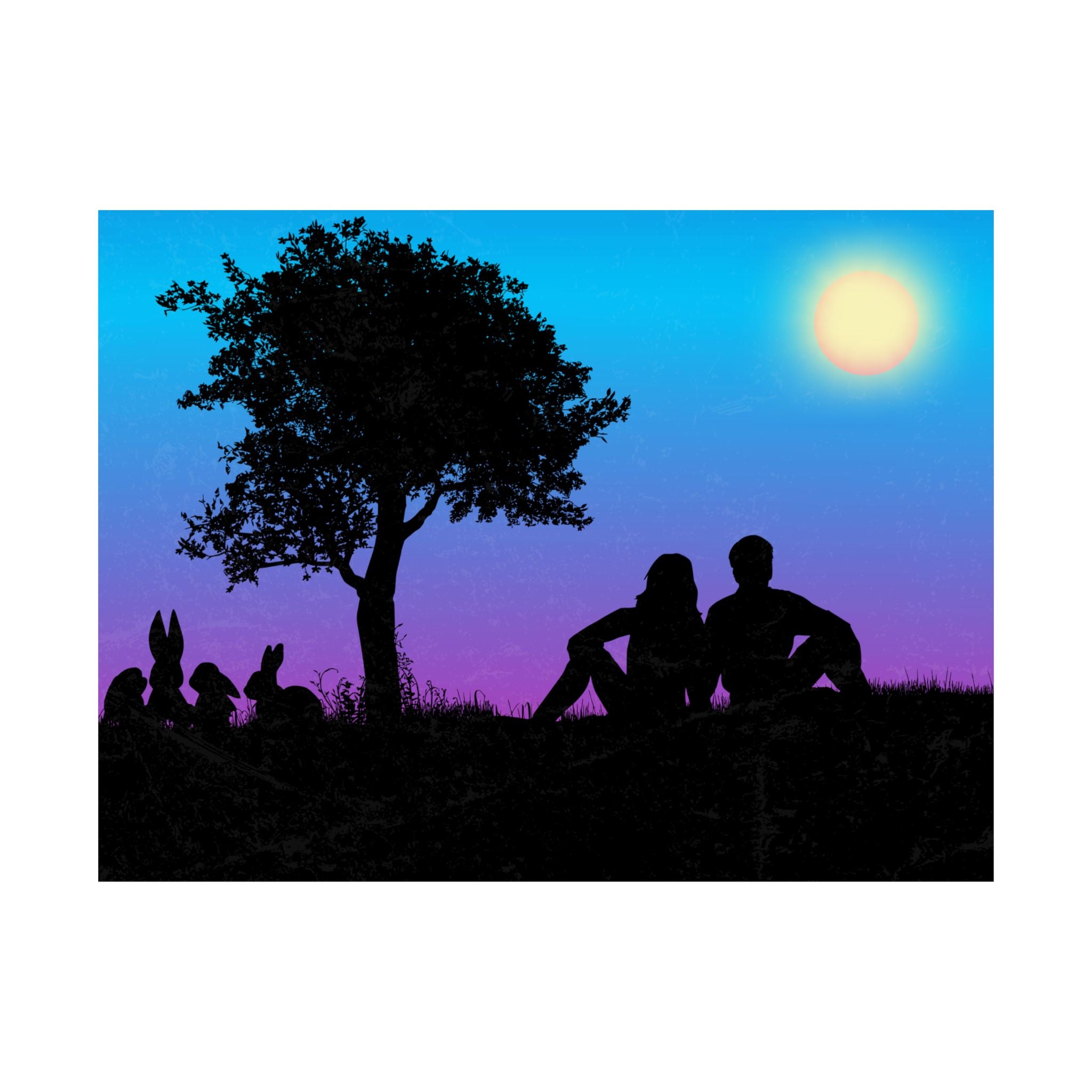Silhouette Paar Satin Poster, Romantische Wandkunst Schatten Bild