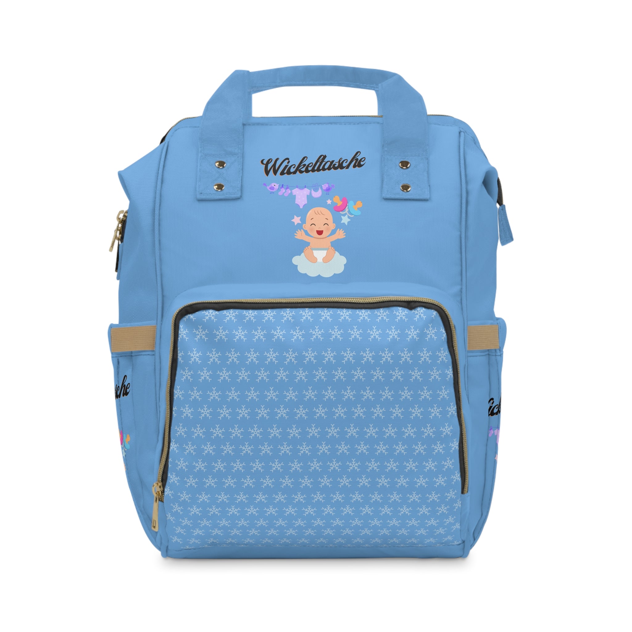 Stylischer multifunktionaler Wickelrucksack für moderne Eltern Hellblau