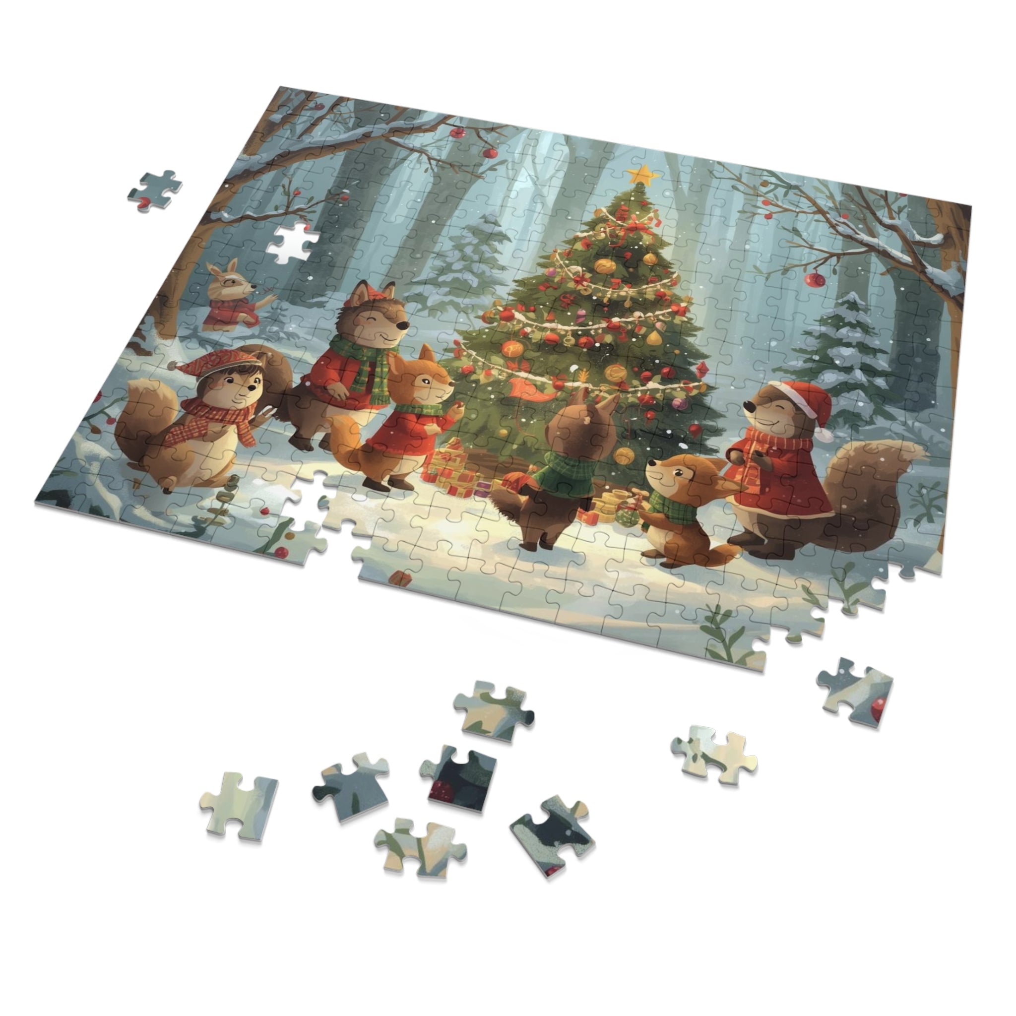 Festliches Tierpuzzle mit Sammeldose, Weihnachtspuzzle