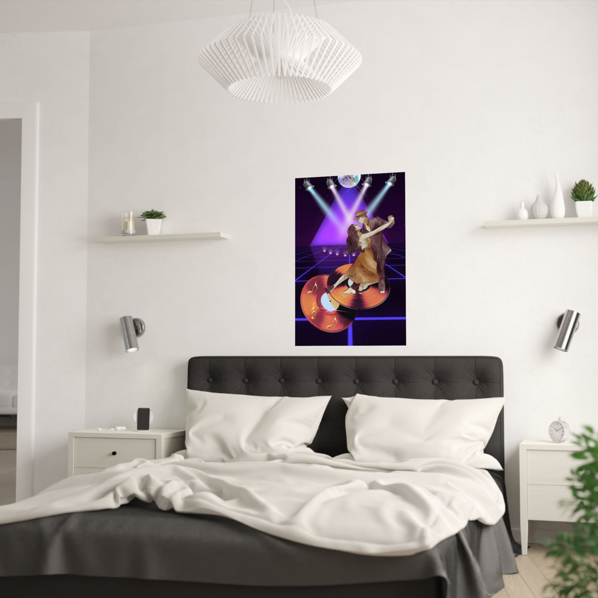 Retro Dance Satin Poster, Vintage Wandkunst, Musikzimmer über das Bett