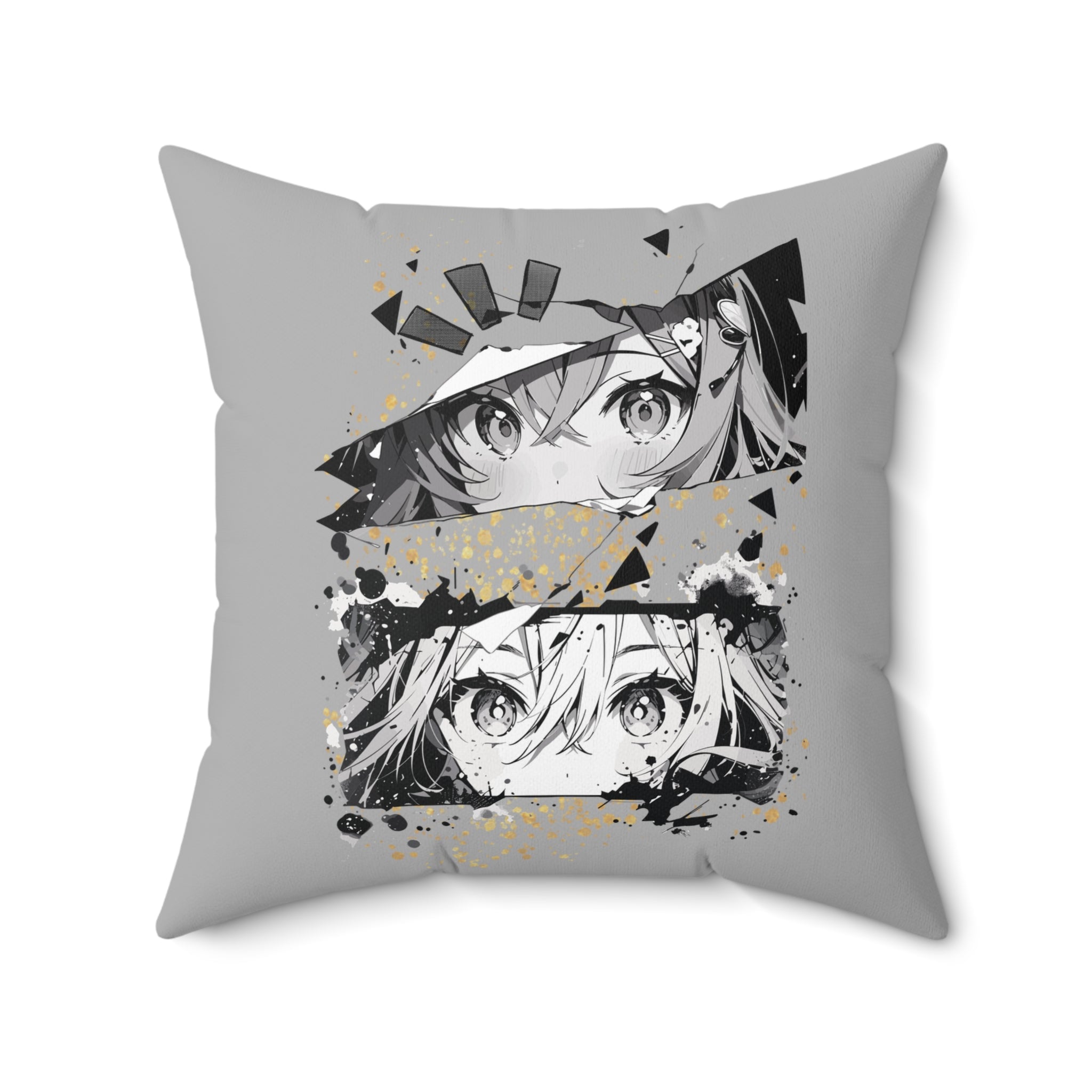 Anime- und Manga Kissen aus gesponnenem Polyester grau