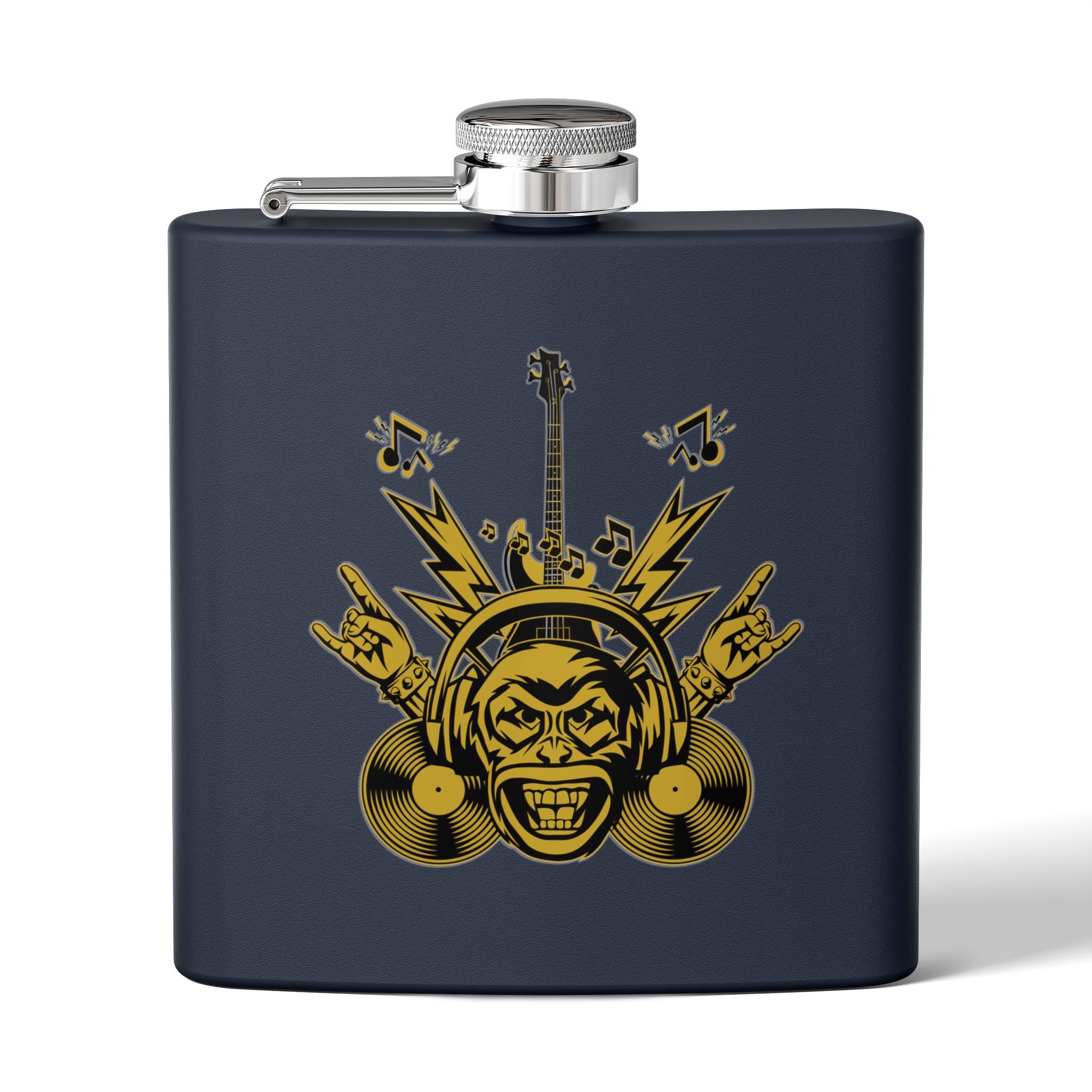 Rockin' Music Lover's Flachmann - 6oz Edelstahl-Flachmann dunkelblau