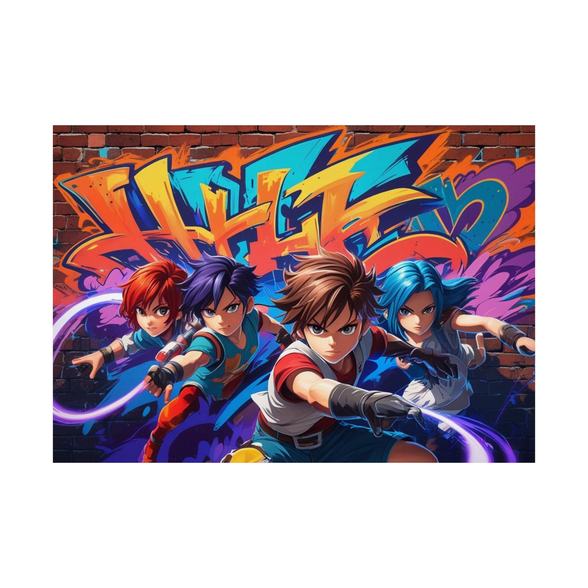 Lebendiger Satin-Wandkunstdruck, Poster im Graffiti-Stil für Gamer