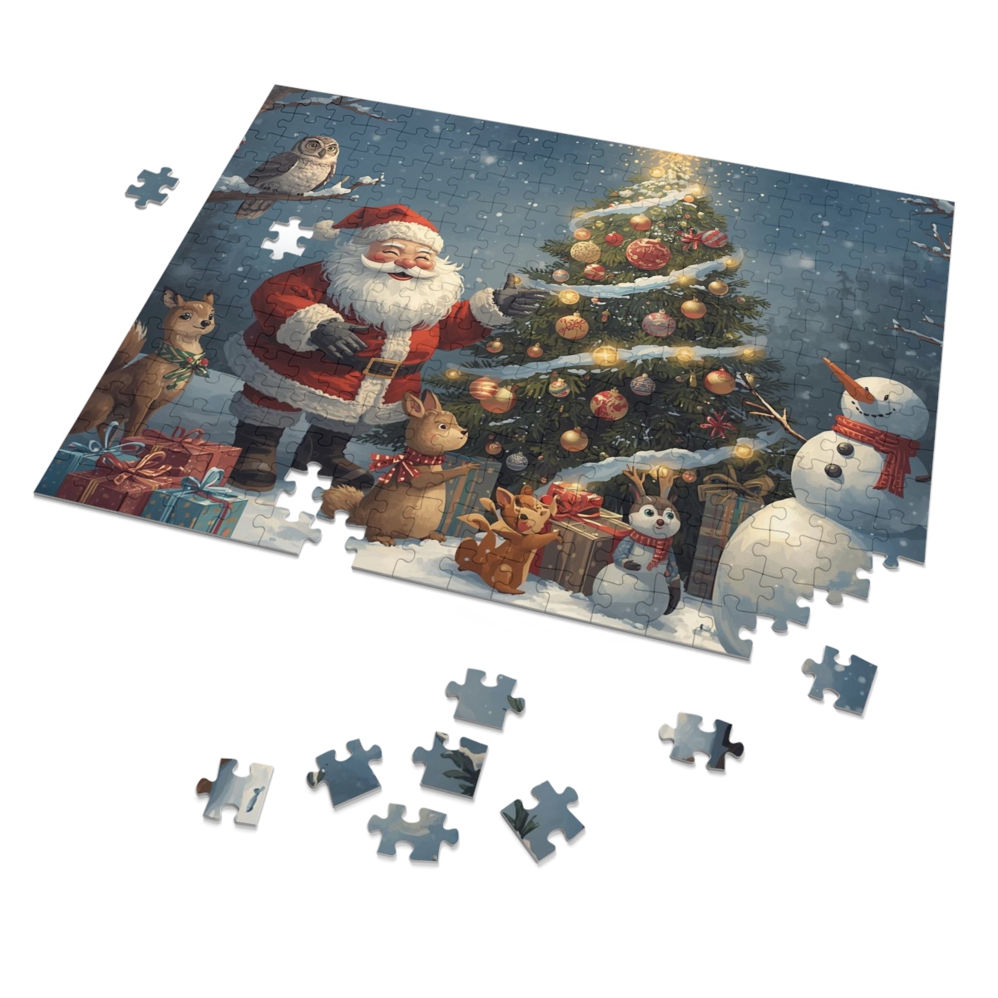 Festliches Weihnachtspuzzle mit Dose