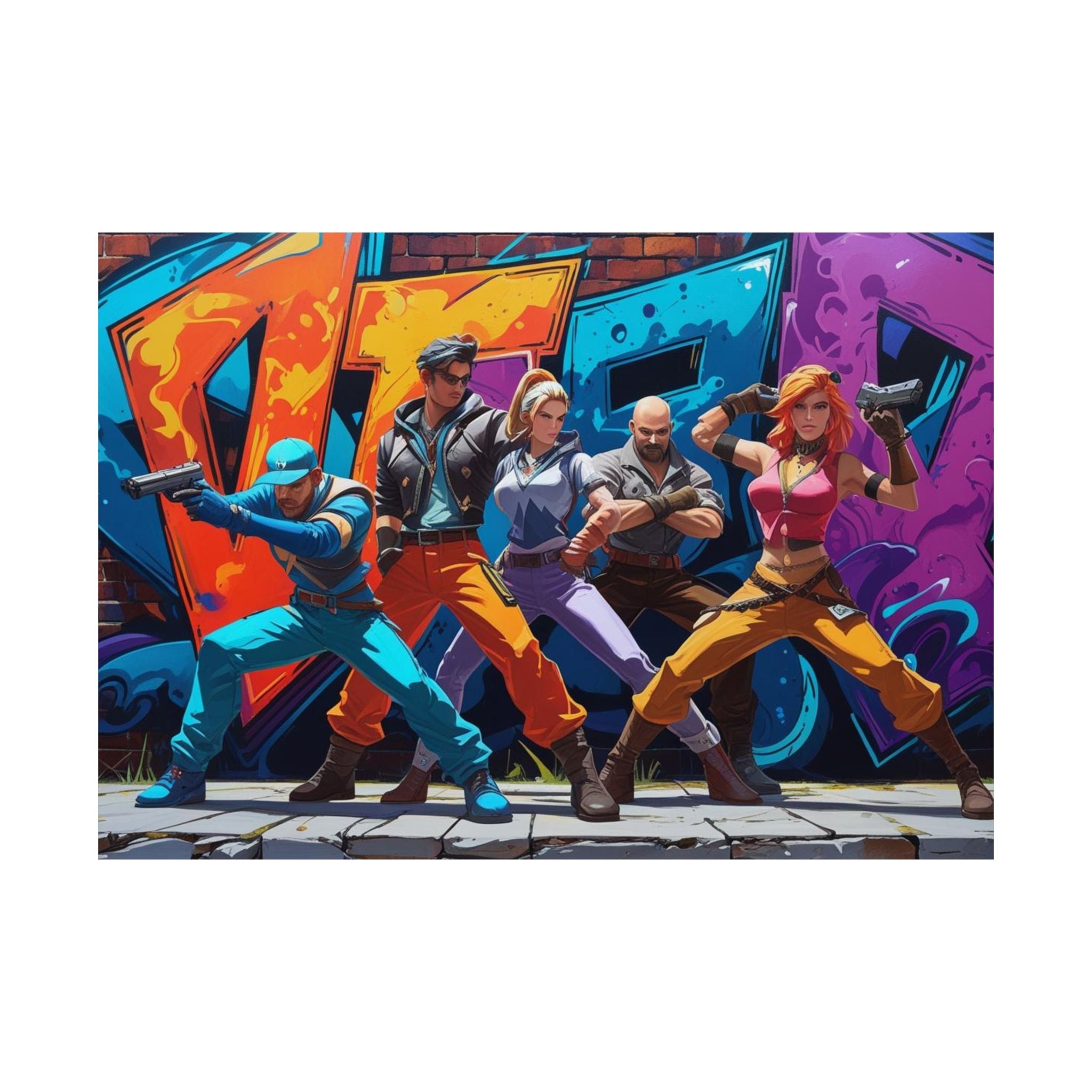 Lebendiger Satin-Wandkunstdruck, Poster im Graffiti-Stil für Gamer
