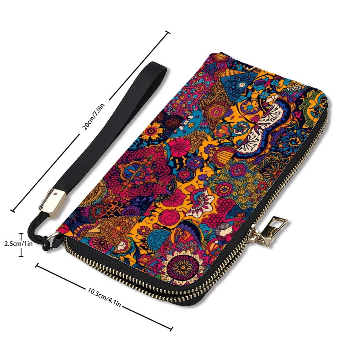 Clutch-Geldbörse für Damen aus PU mit buntem Druck, 4,1 x 7,9 Zoll, UV-Druckdesign und großer Kapazität. Modische und funktionale Geldbörse.