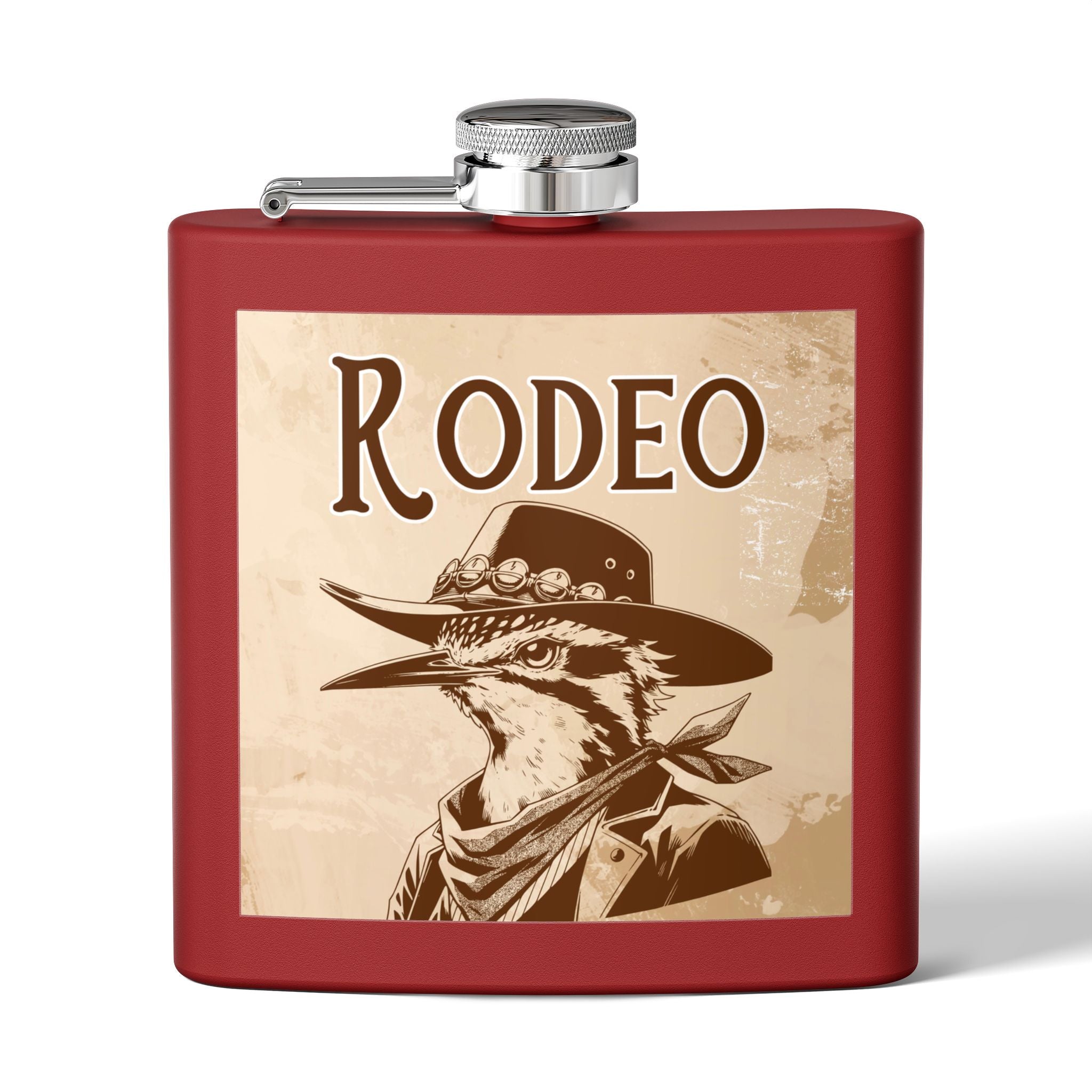 Rodeo-Flachmann aus Edelstahl Cowboy-Geschenk rot