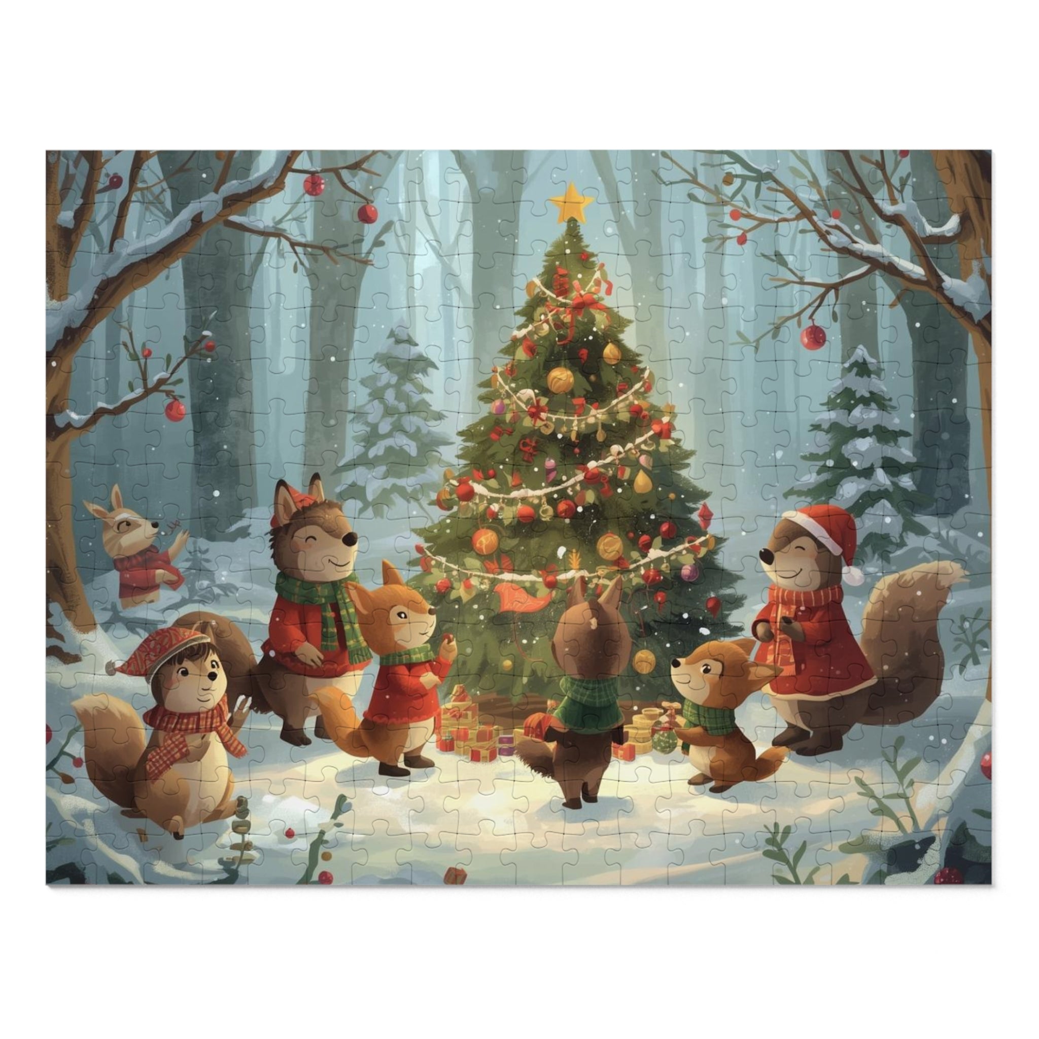 Festliches Tierpuzzle mit Sammeldose, Weihnachtspuzzle