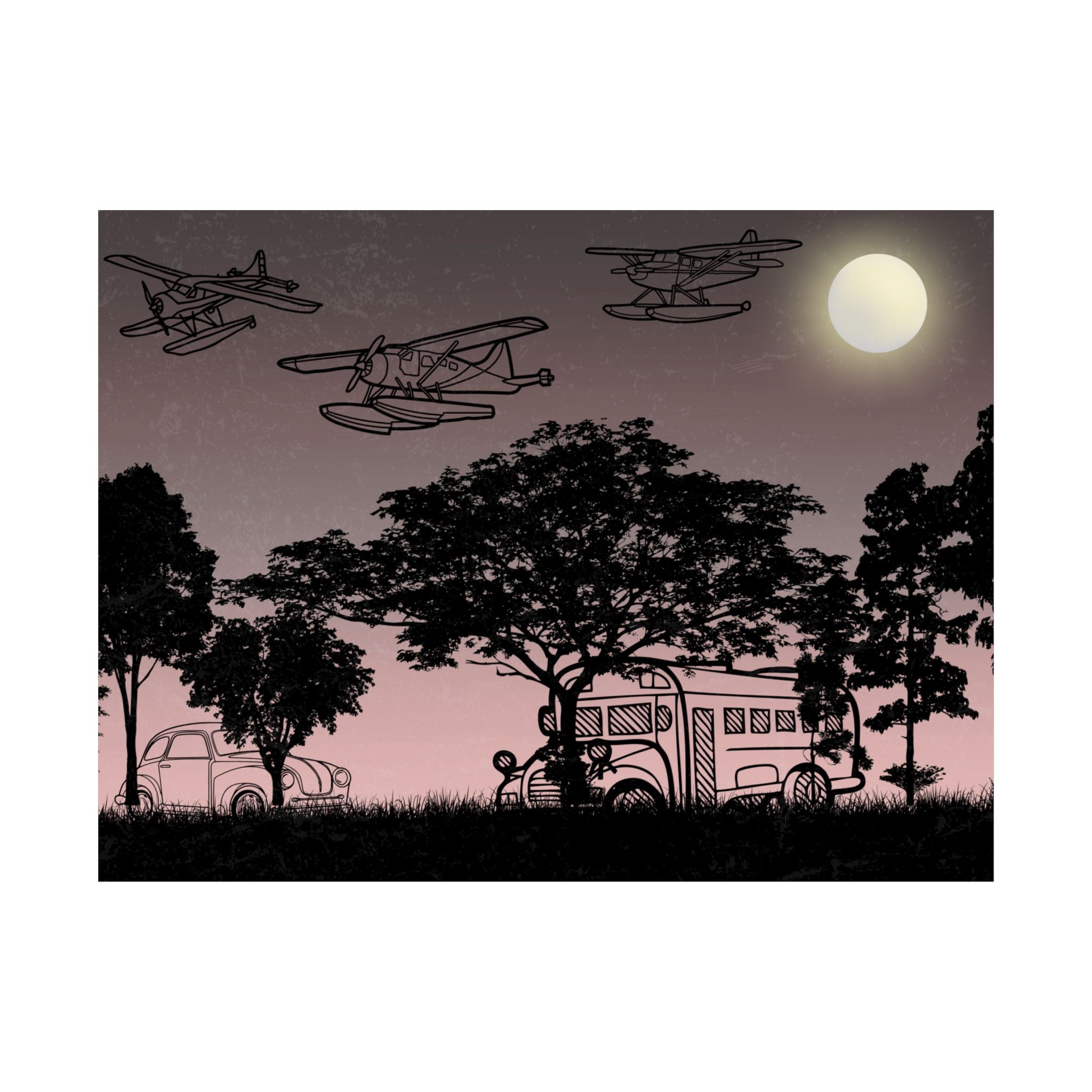Schatten Vintage Flugzeug Wand Kunstdruck Poster