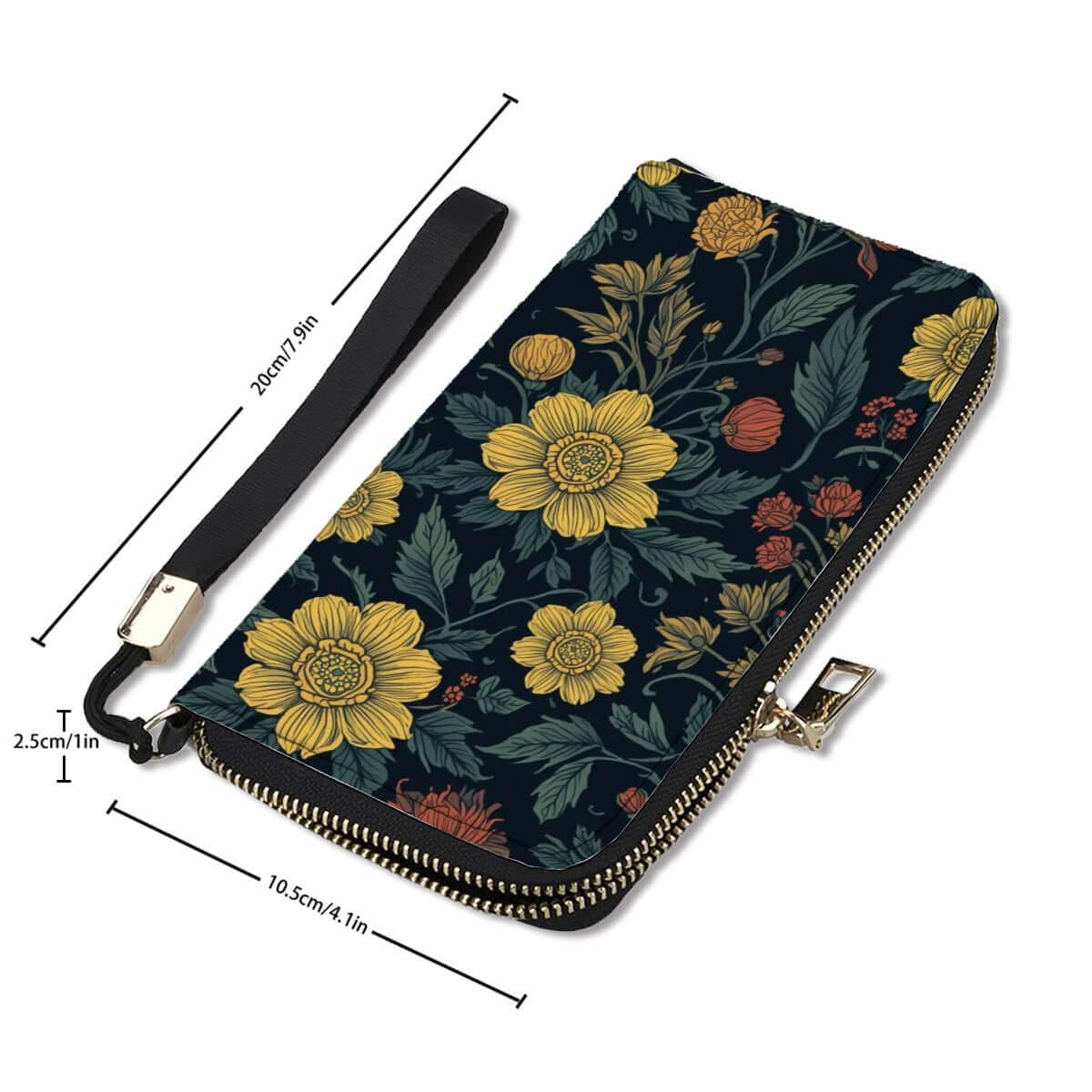 Clutch-Geldbörse für Damen aus hochwertigem PU mit floralem Design, 4,1"x7,9", doppelseitigem UV-Druck und großer Kapazität