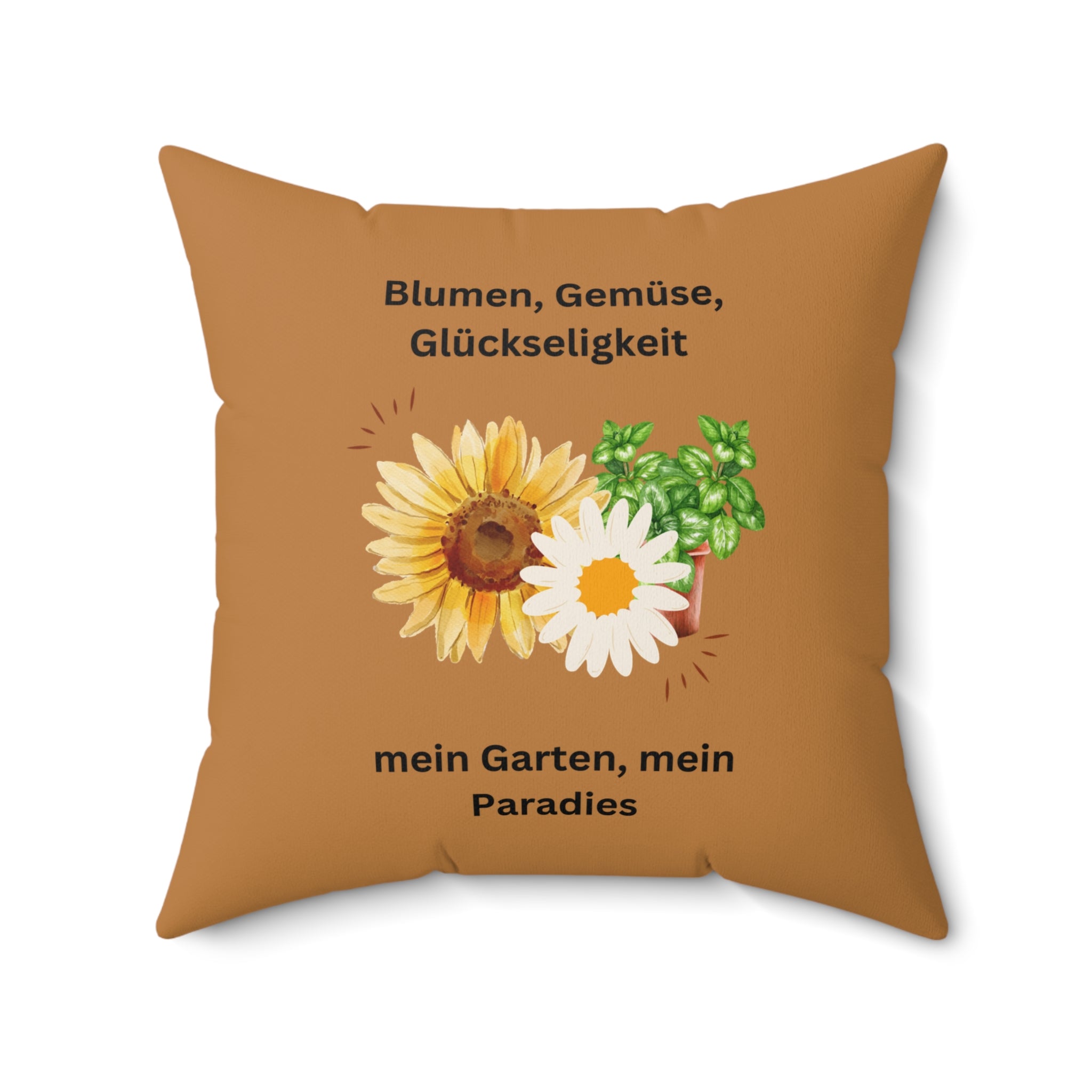 Dekokissen mit Garteninspiration, dekoratives Kissen mit Blumenmuster Hellbraun