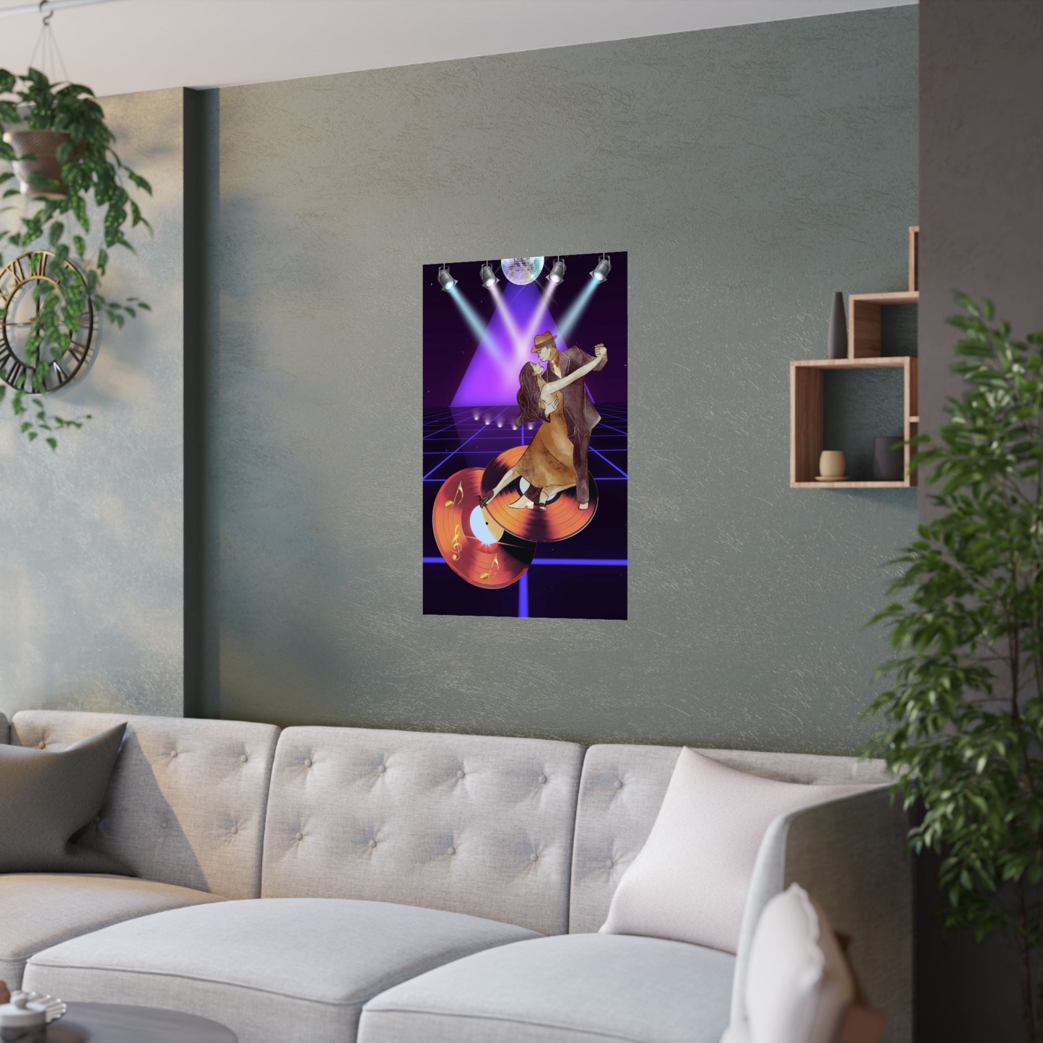 Retro Dance Satin Poster, Vintage Wandkunst, Musikzimmer über das Sofa