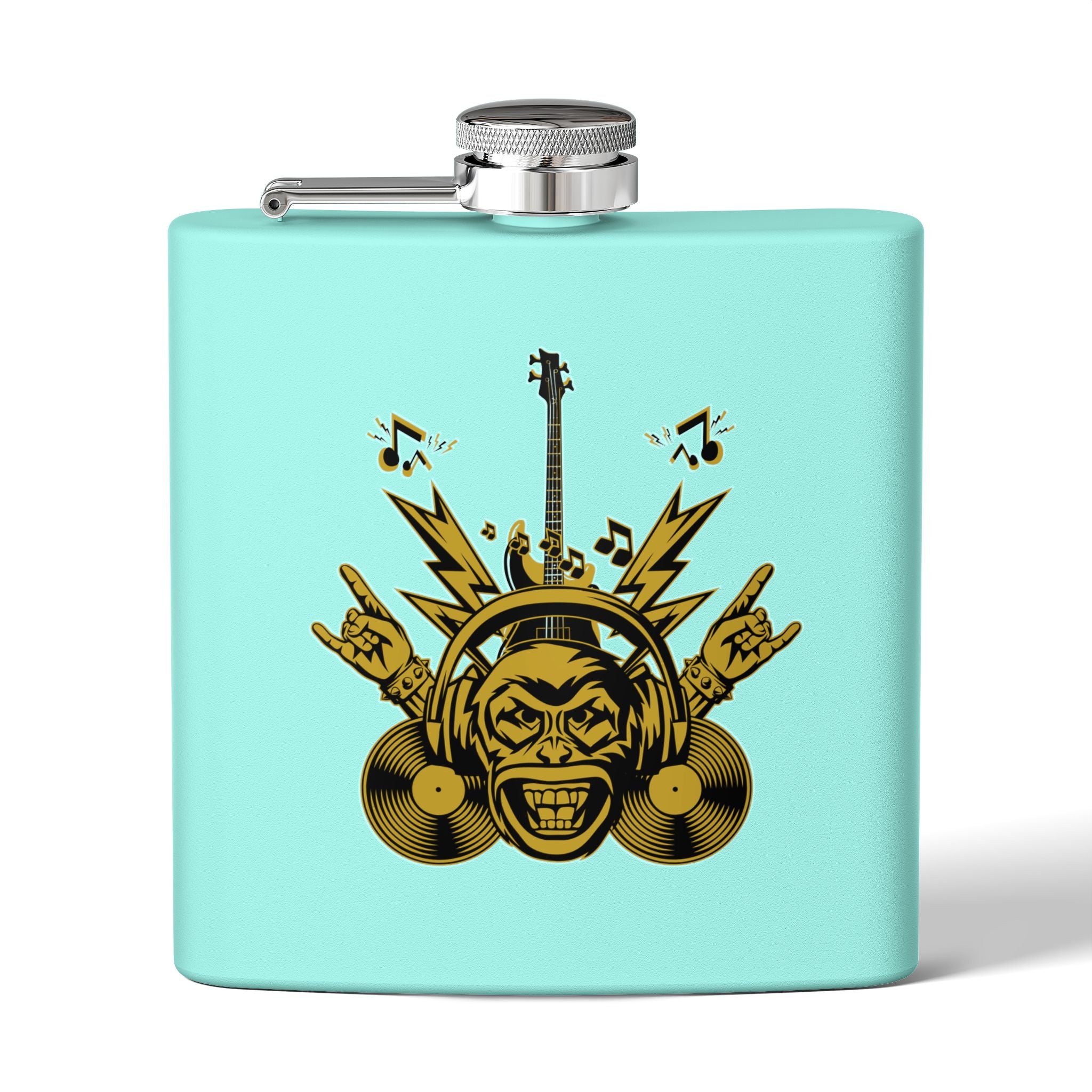 Rockin' Music Lover's Flachmann - 6oz Edelstahl-Flachmann türkis