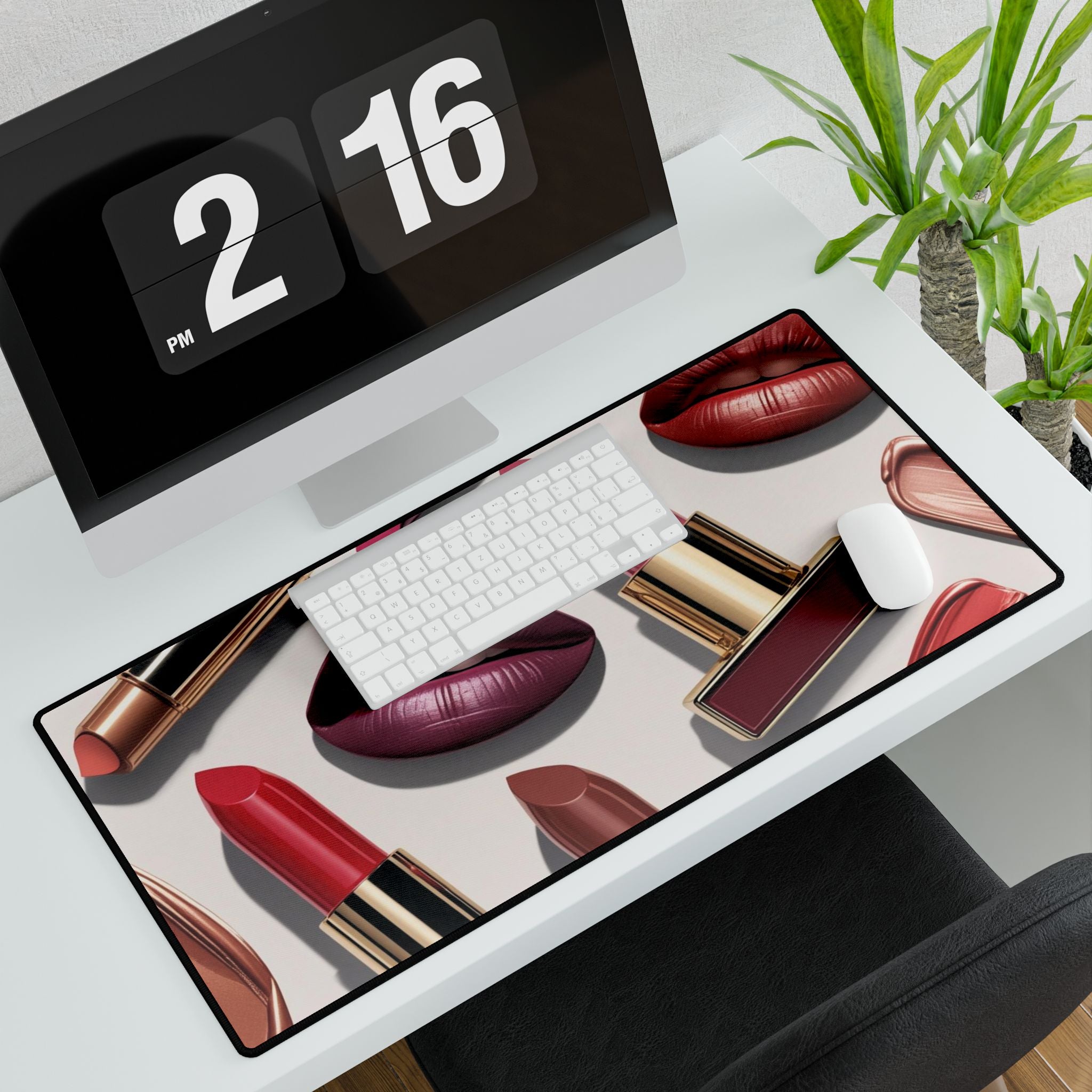 Schicke Lippenstift-Schreibtischmatte auf dem Tisch