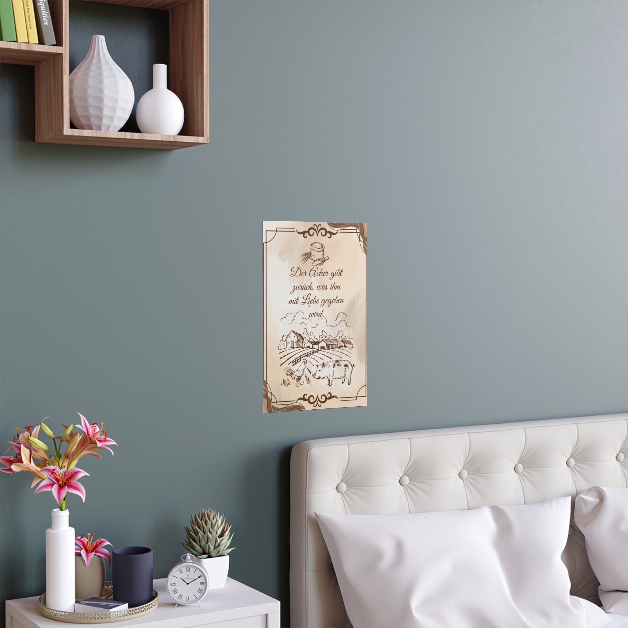 Bezaubernde Seidenposter, Bauernhaus-Dekor, rustikale Wandkunst für die Küche an die Wand