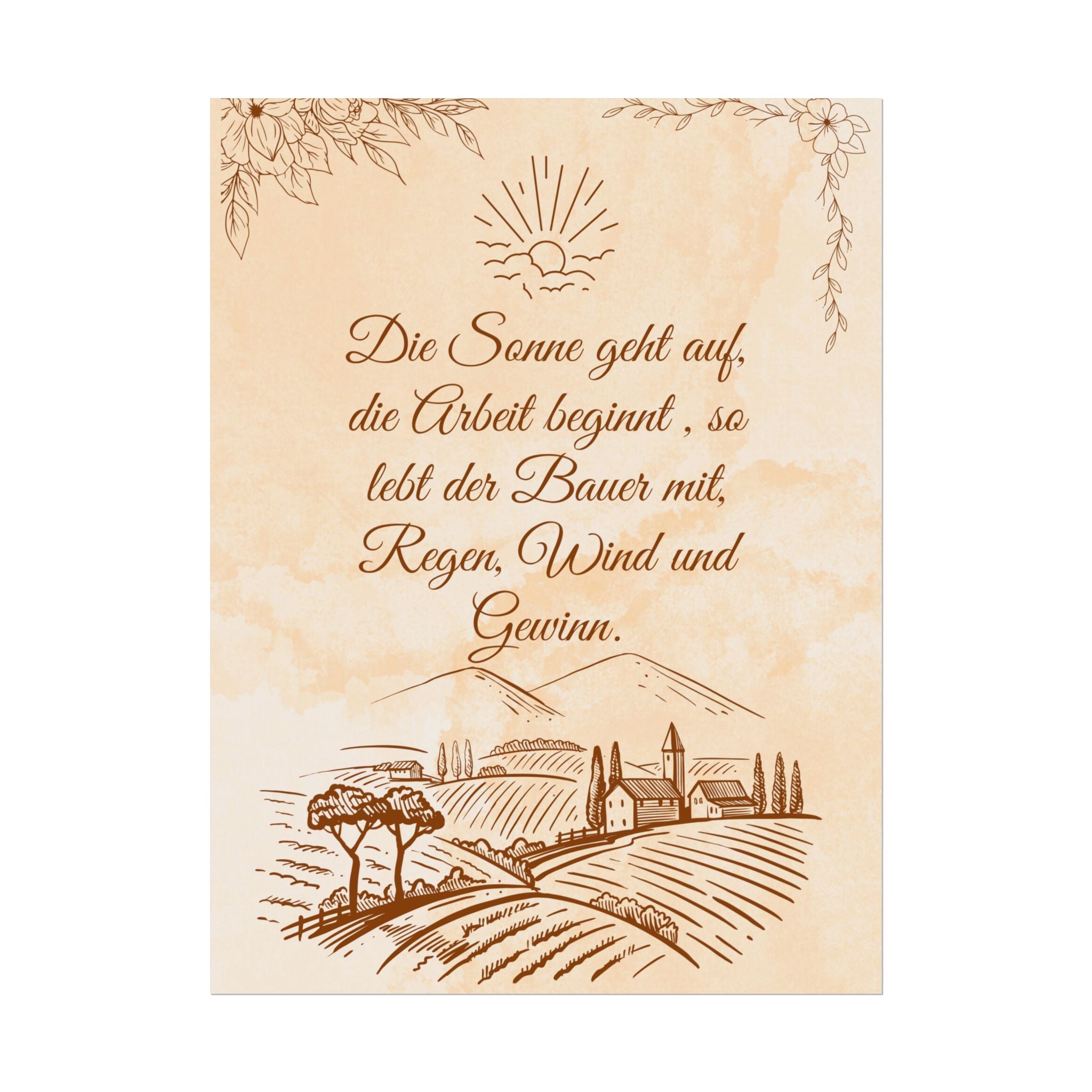 Rustikales  Bauernhaus -Rollposter, Vintage- Wandkunst ,mit ein Spuch