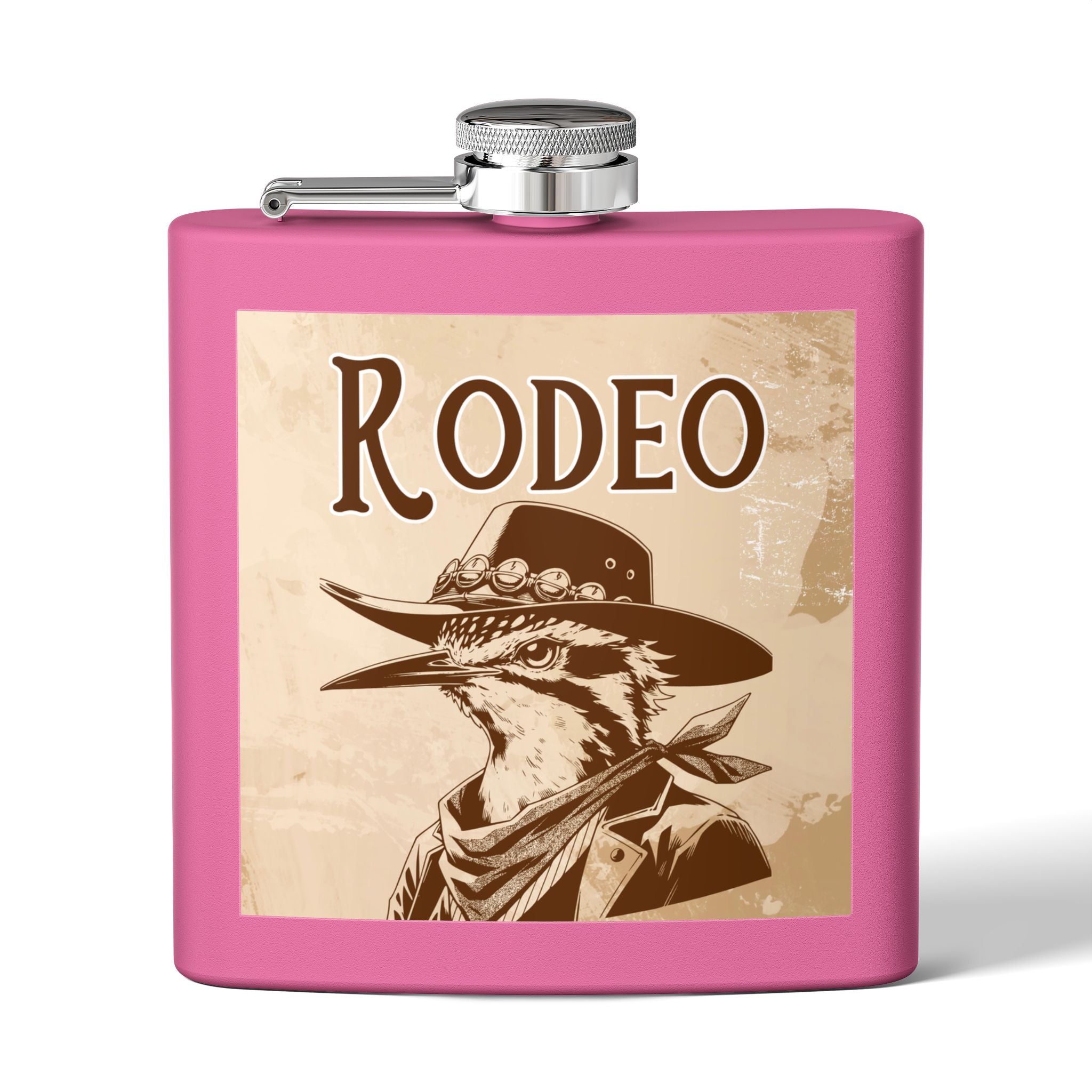 Rodeo-Flachmann aus Edelstahl Cowboy-Geschenk pink
