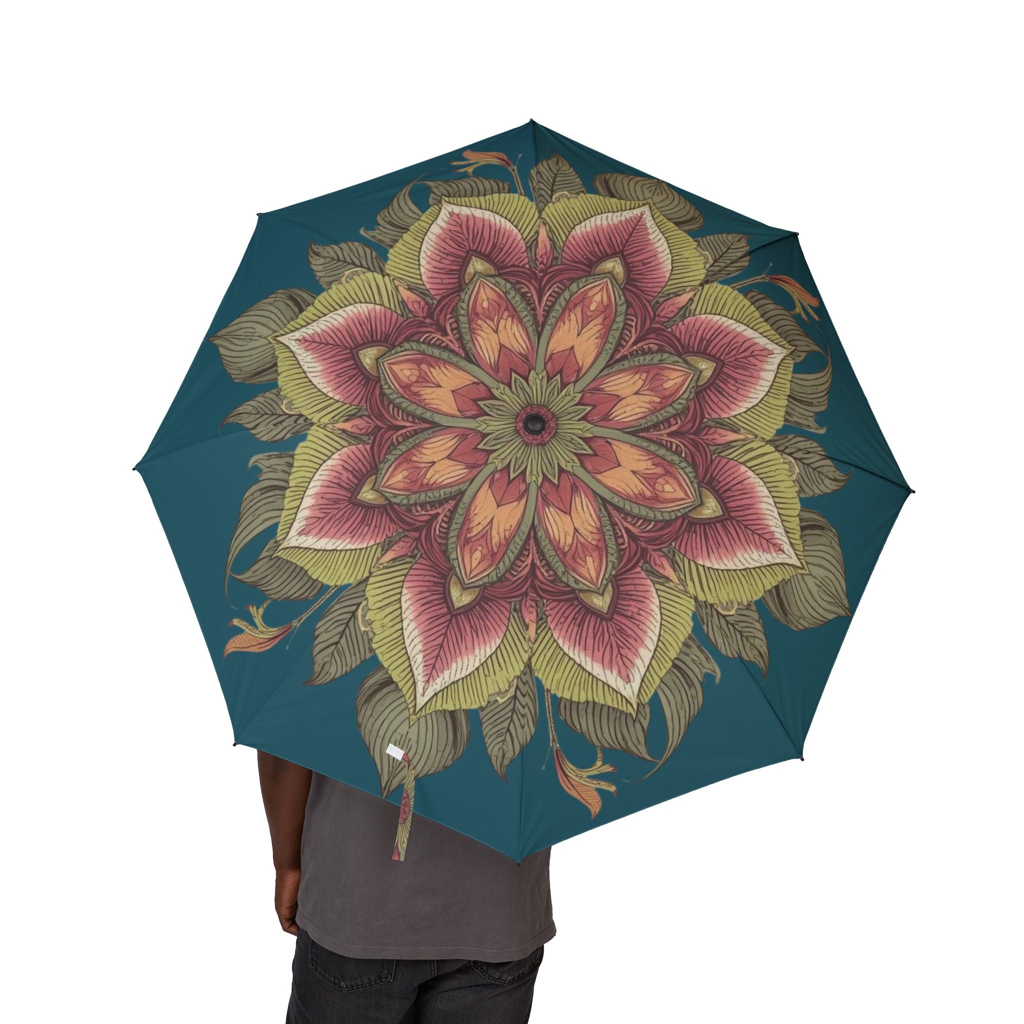 Farbenfroher Regenschirm mit Blumenmuster, künstlerischer Faltschirm
