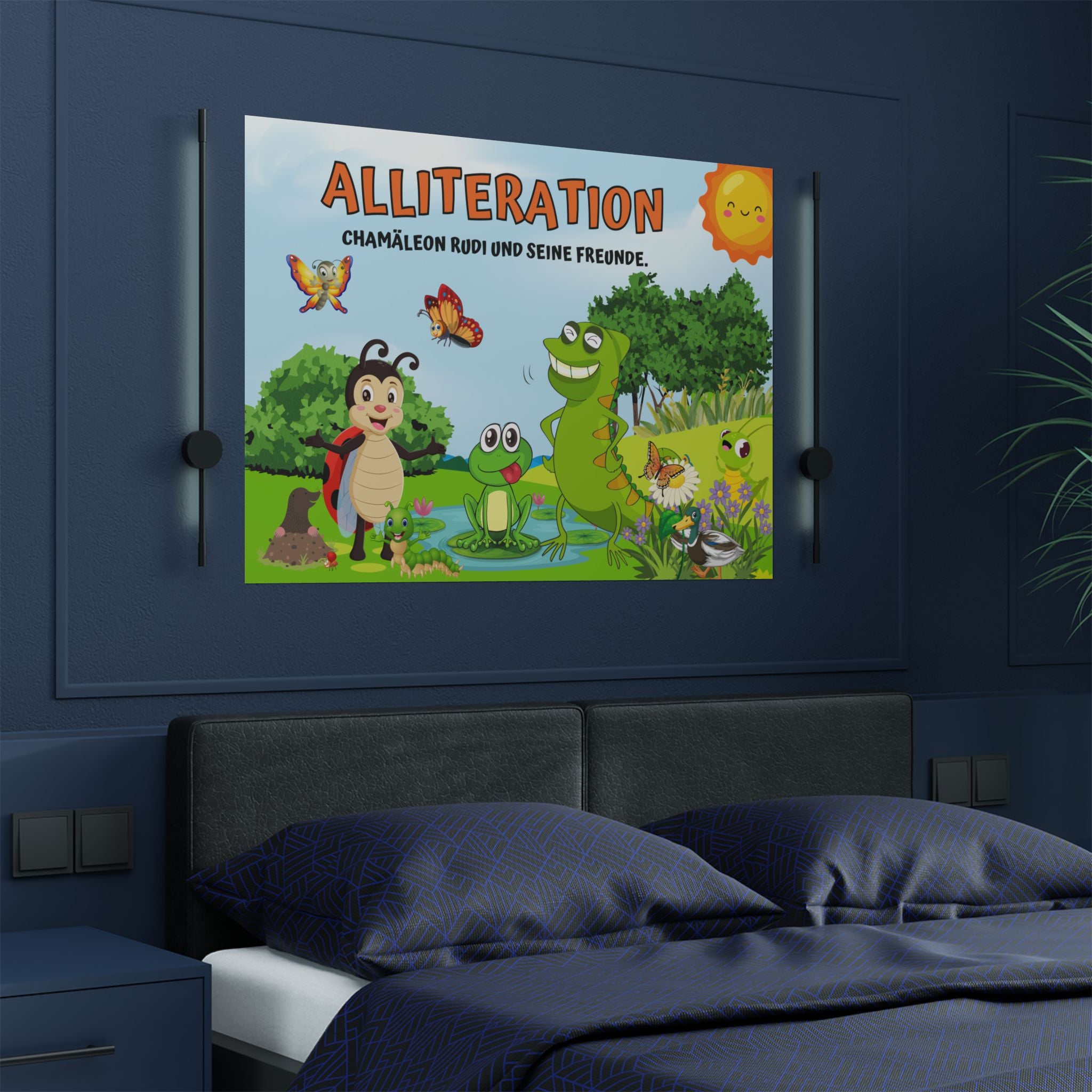 Kinder-Poster aus Satin, mit Tiere aus der Natur Kinderzimmer über  das Bett