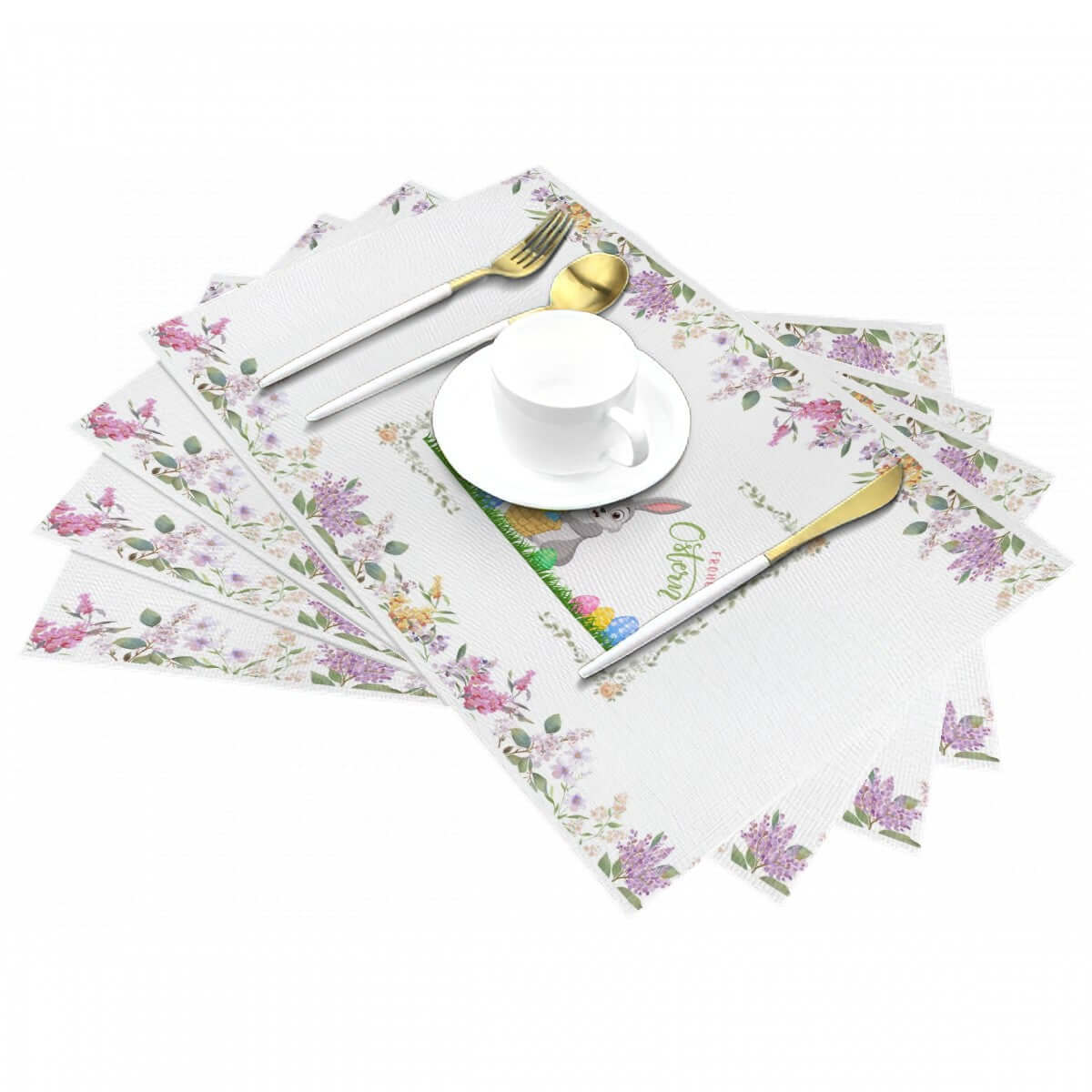 Tischset aus gewebtem PVC mit floralem Design, hitzebeständig, kratz- und fleckenresistent, 18"x12", Details für Tischset aus gewebtem PVC ansehen