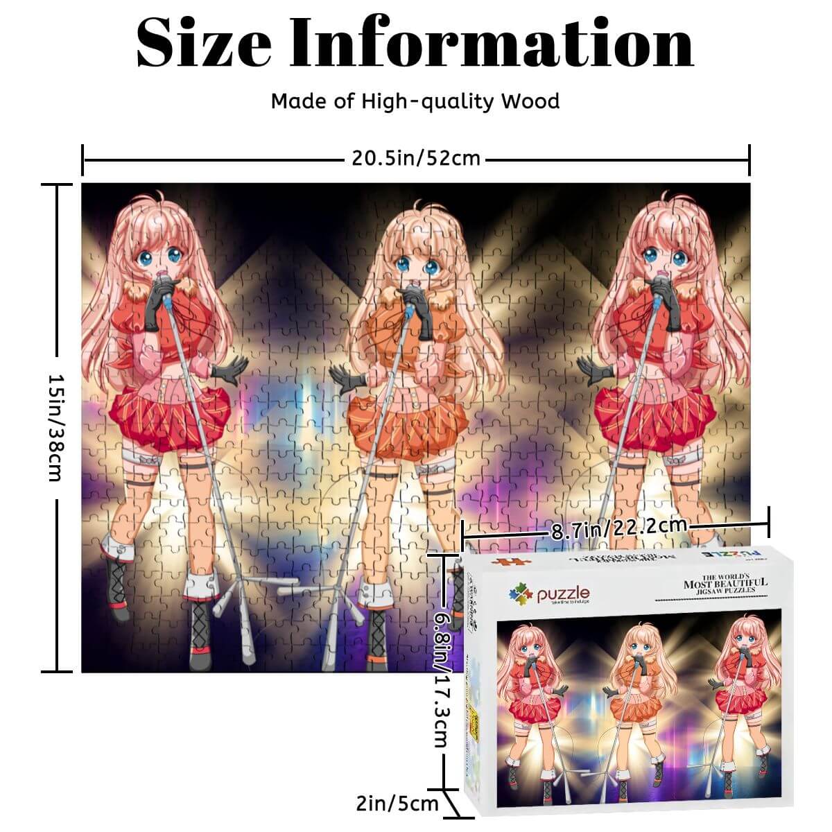 500-teiliges Holzpuzzle (horizontal) mit Maßstab und Design aus hochwertigem Holz