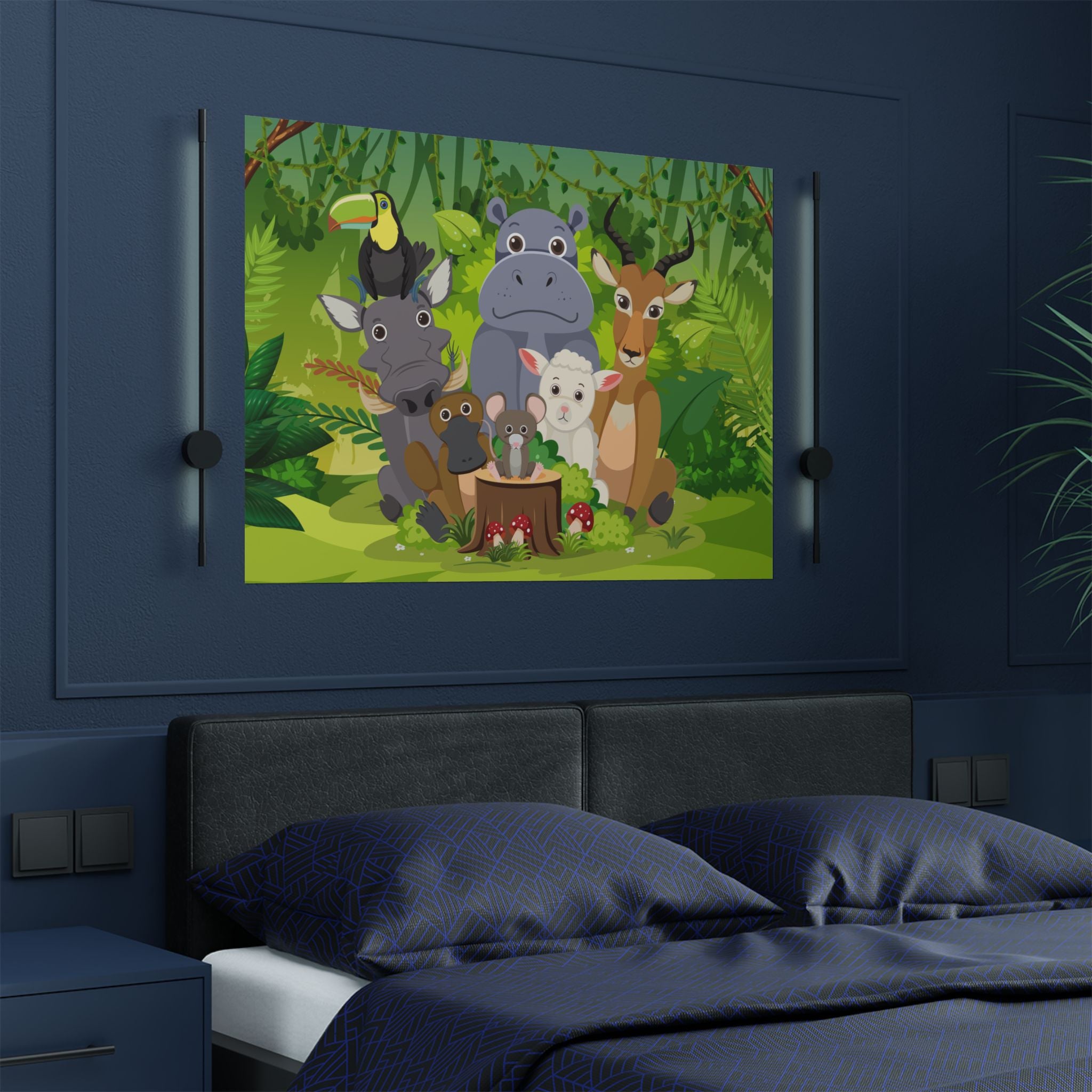 Naturinspirierte Tier-Satin-Poster, Kinderzimmer Dekor über das Bett