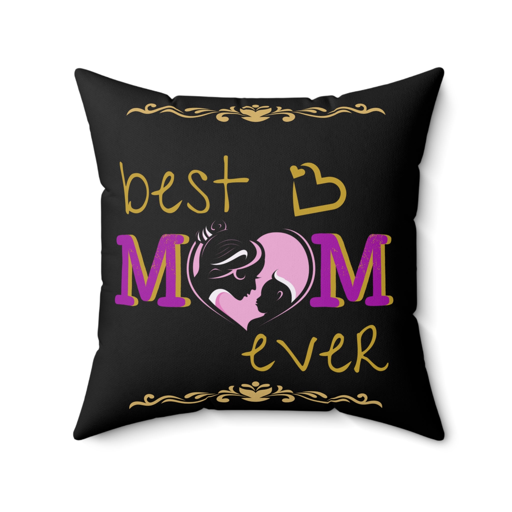 Dekorkissen Best Mom Ever, Muttertags Geschenk in Schwarz mit Goldschrift