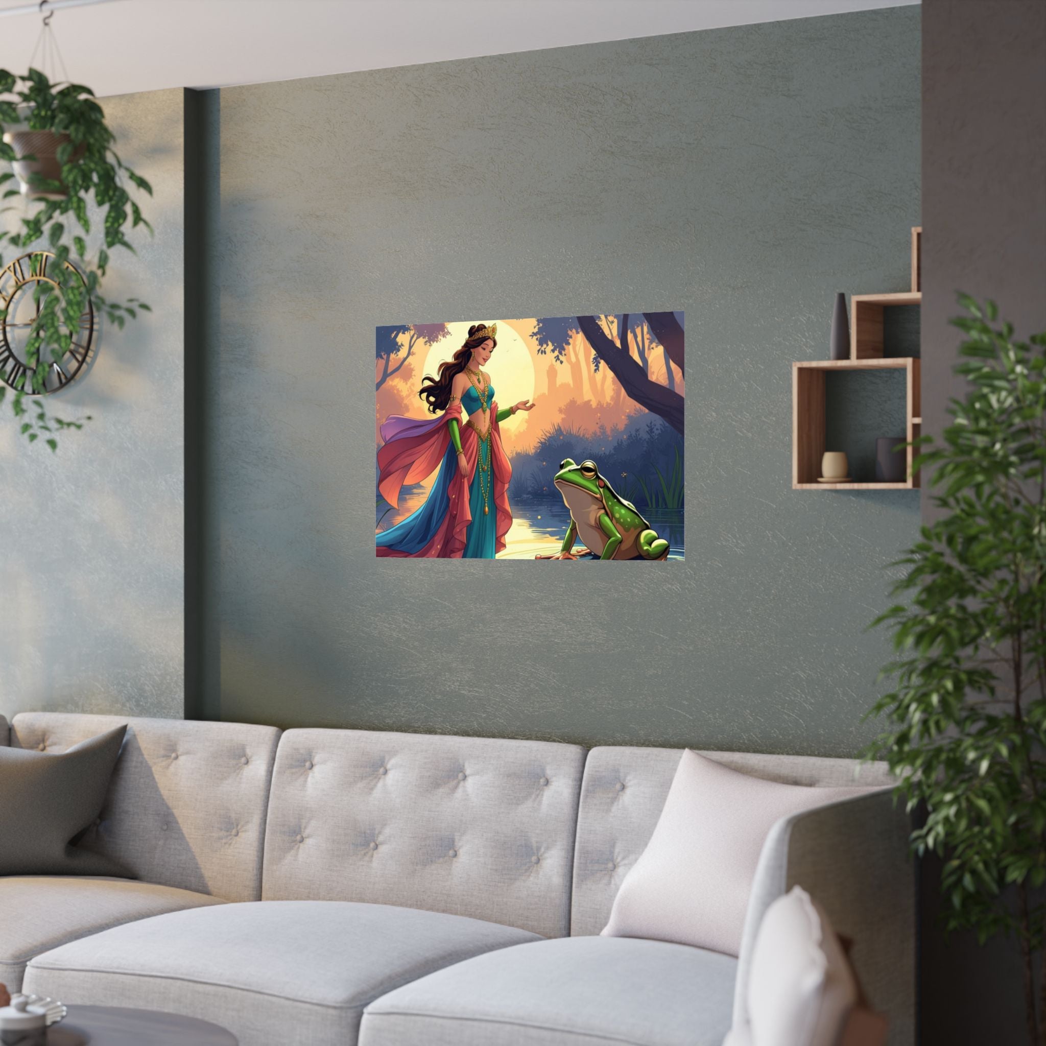 Zauberwald Satin Poster, Wunderliche Wandkunst, Prinzessinnen Dekor über das Sofa