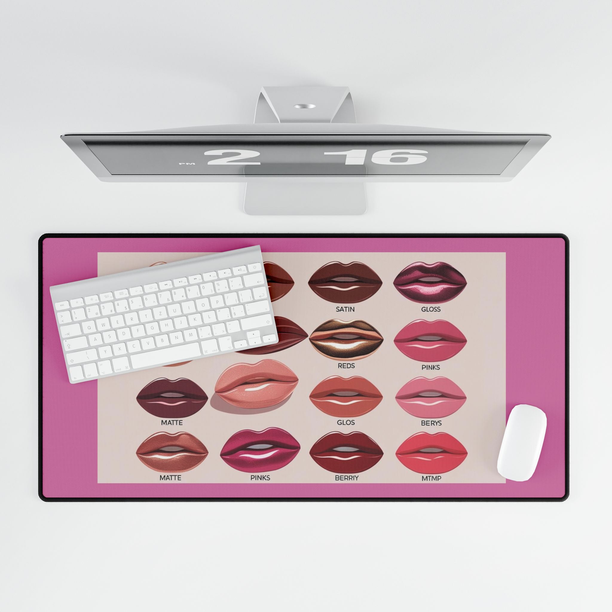 Lippenstiftfarben Schreibtischunterlage Glamouröses Bürodekor in Pink