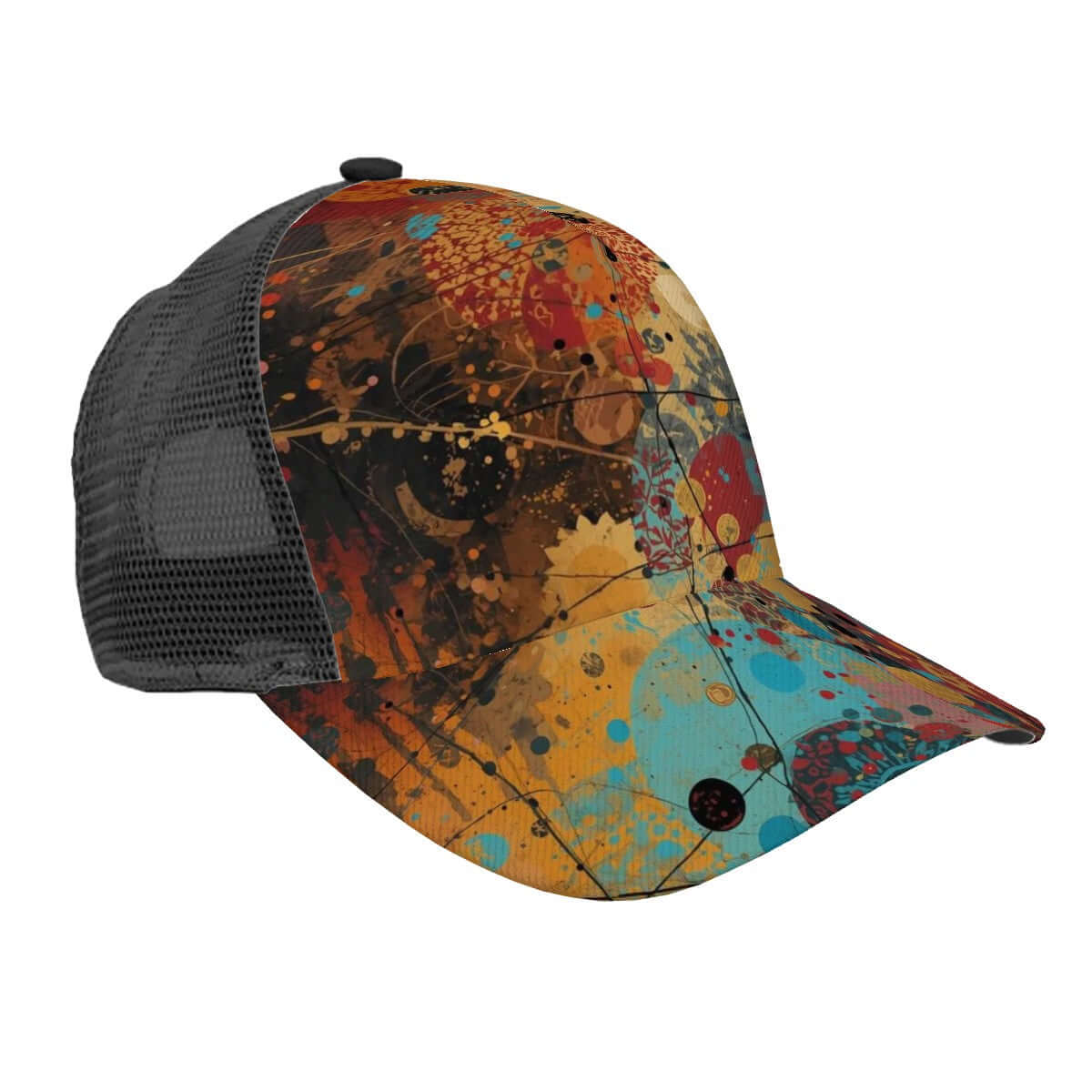 Baseballkappe mit Mesh-Einsatz aus Polyester-Twill mit farbigem Druck, bequemes und atmungsaktives Design, ideal für Freizeitaktivitäten.