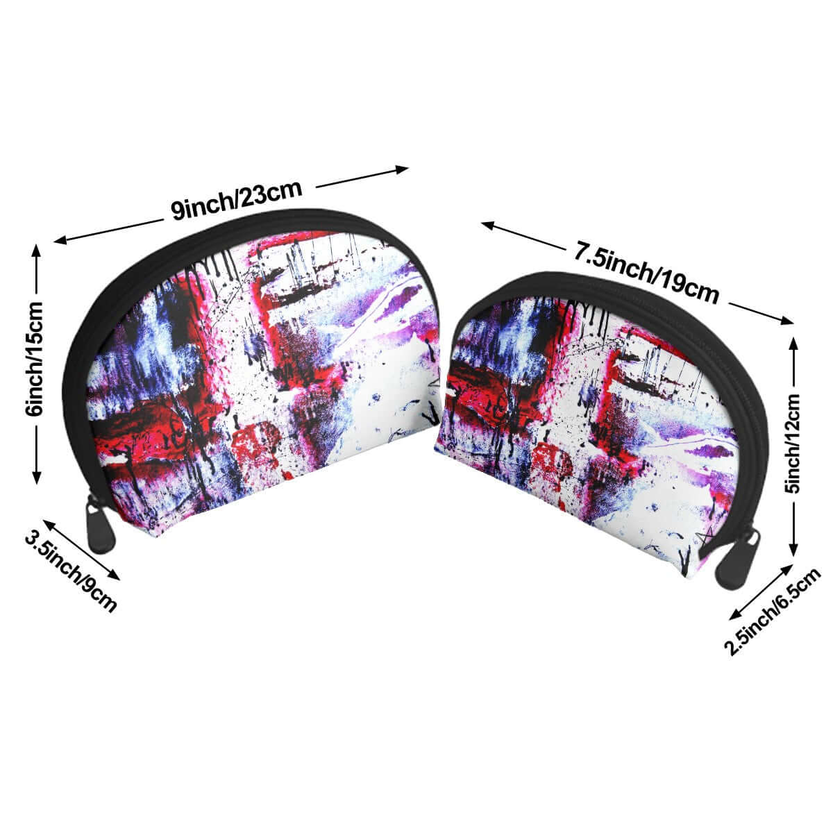 Aufbewahrungsbeutel-Set aus Polyester mit sublimiertem Druck, Set in zwei Größen: 9"x3,5"x6" und 7,5"x2,5"x5"; Reißverschluss-Design