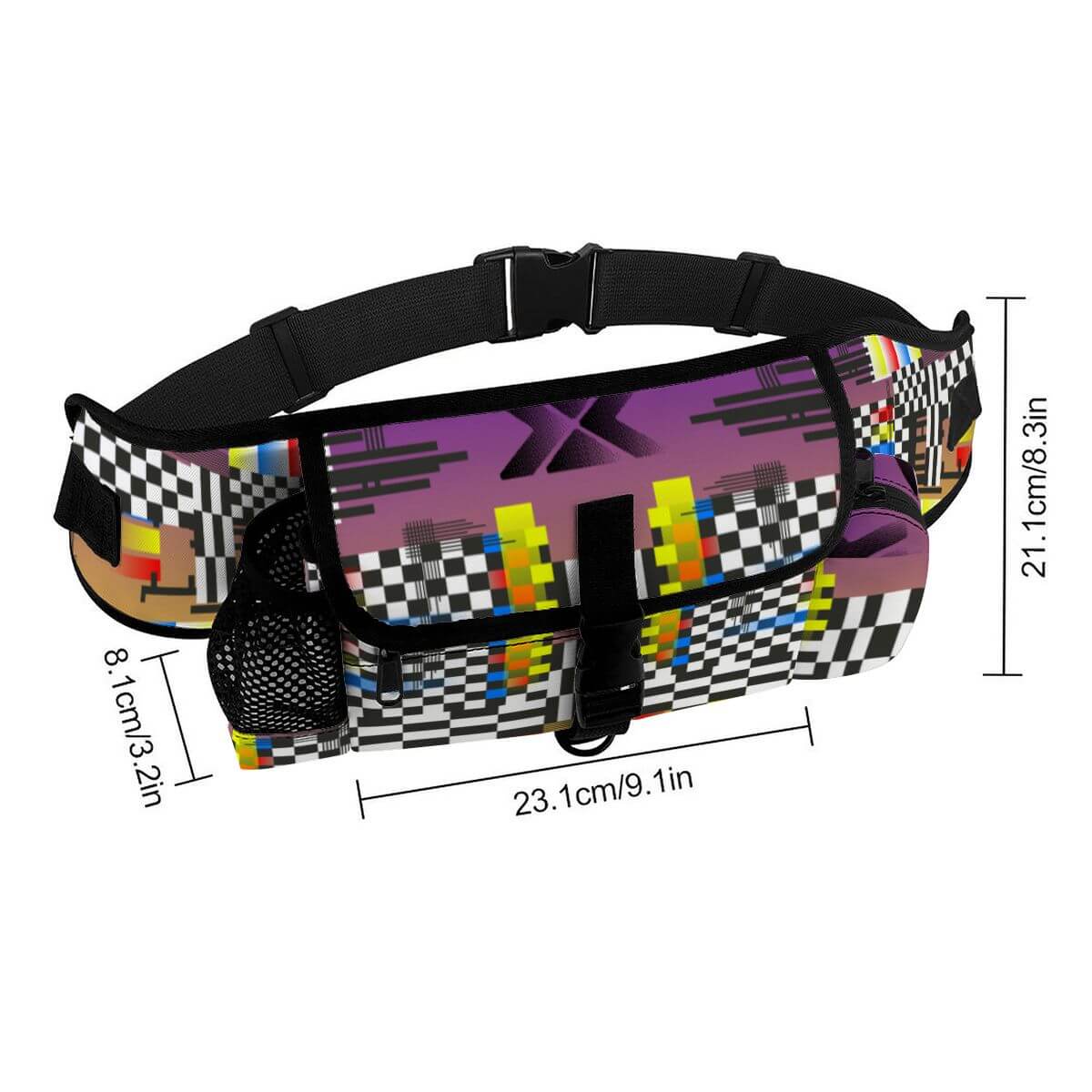 Gürteltasche für das Outdoor-Training von Haustieren mit buntem Design und praktischen Abmessungen 23 x 8 x 21 cm.