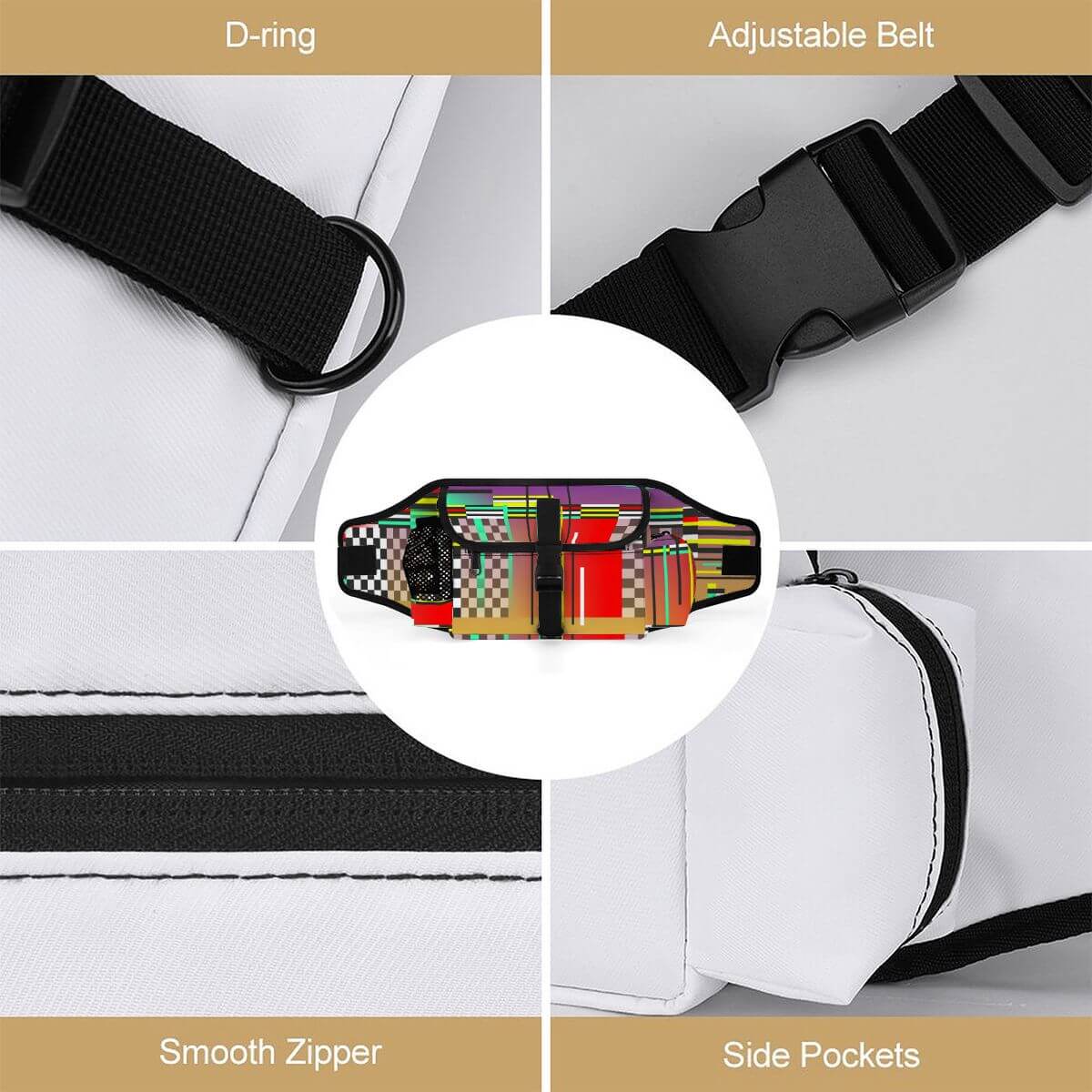 Hüfttasche für das Outdoor-Training von Haustieren mit D-Ring, verstellbarem Gurt und Seitentaschen.