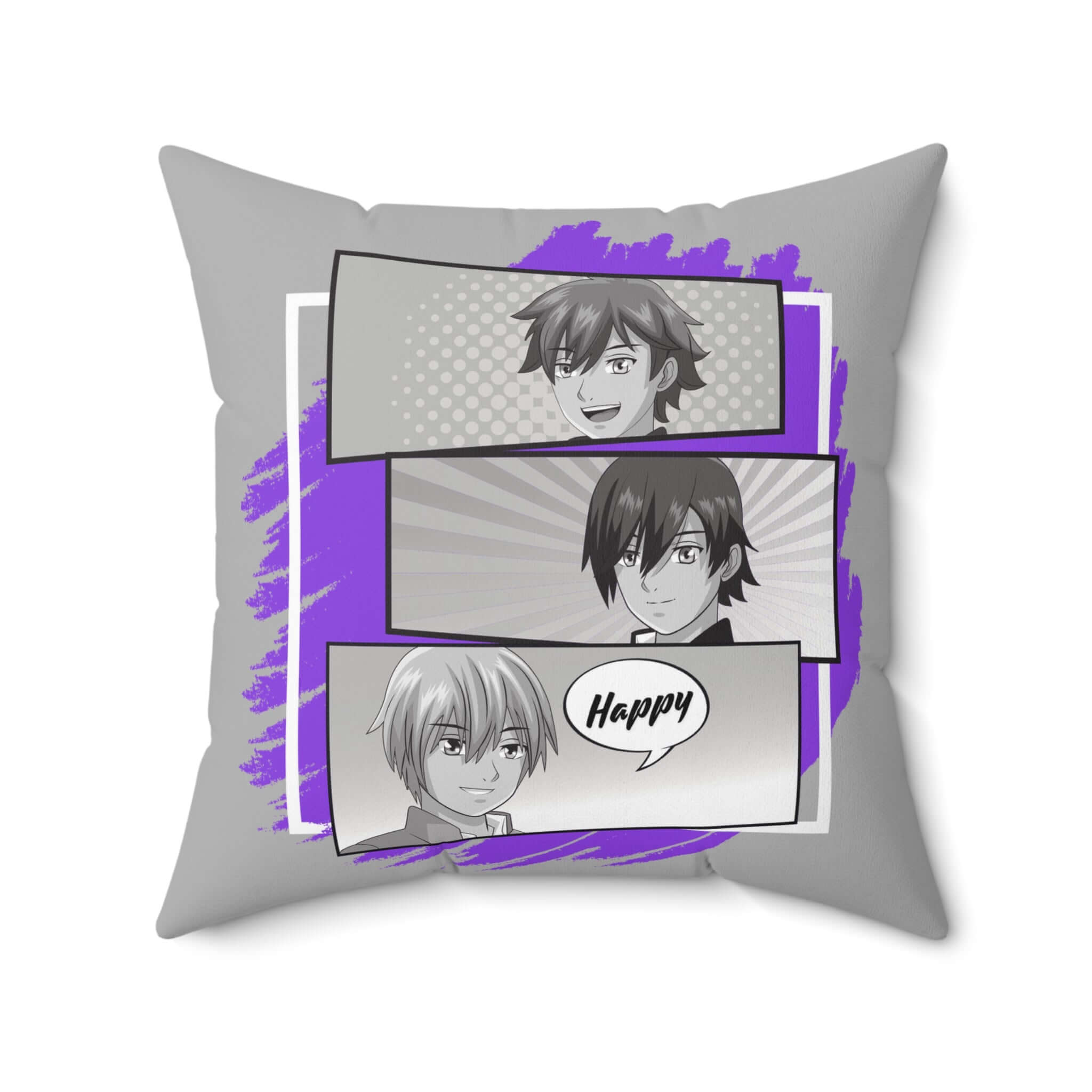 Anime-inspiriertes quadratisches Kissen, Dekokissen für Anime-Fans - Design-Familientruhe