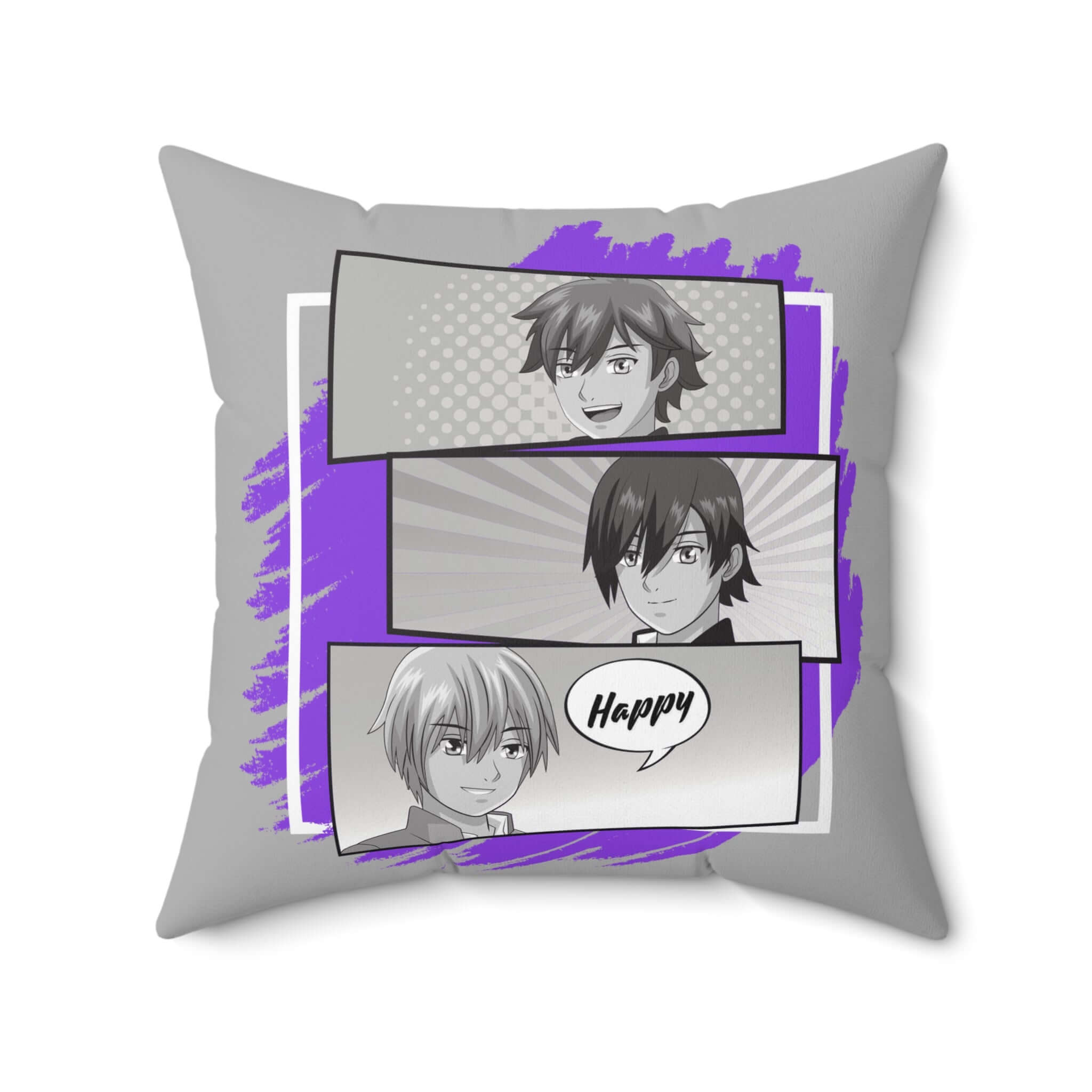 Anime-inspiriertes quadratisches Kissen, Dekokissen für Anime-Fans - Design-Familientruhe