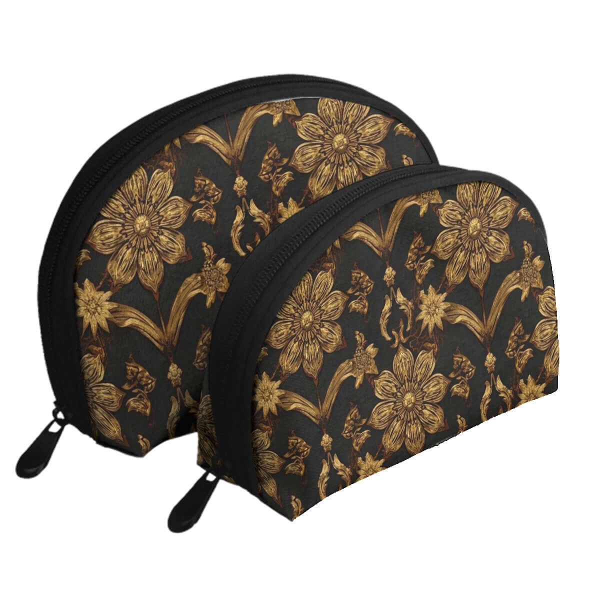 Storage Bags Set of 2 with floral design, featuring large and small polyester bags with sublimation print and zip closure.