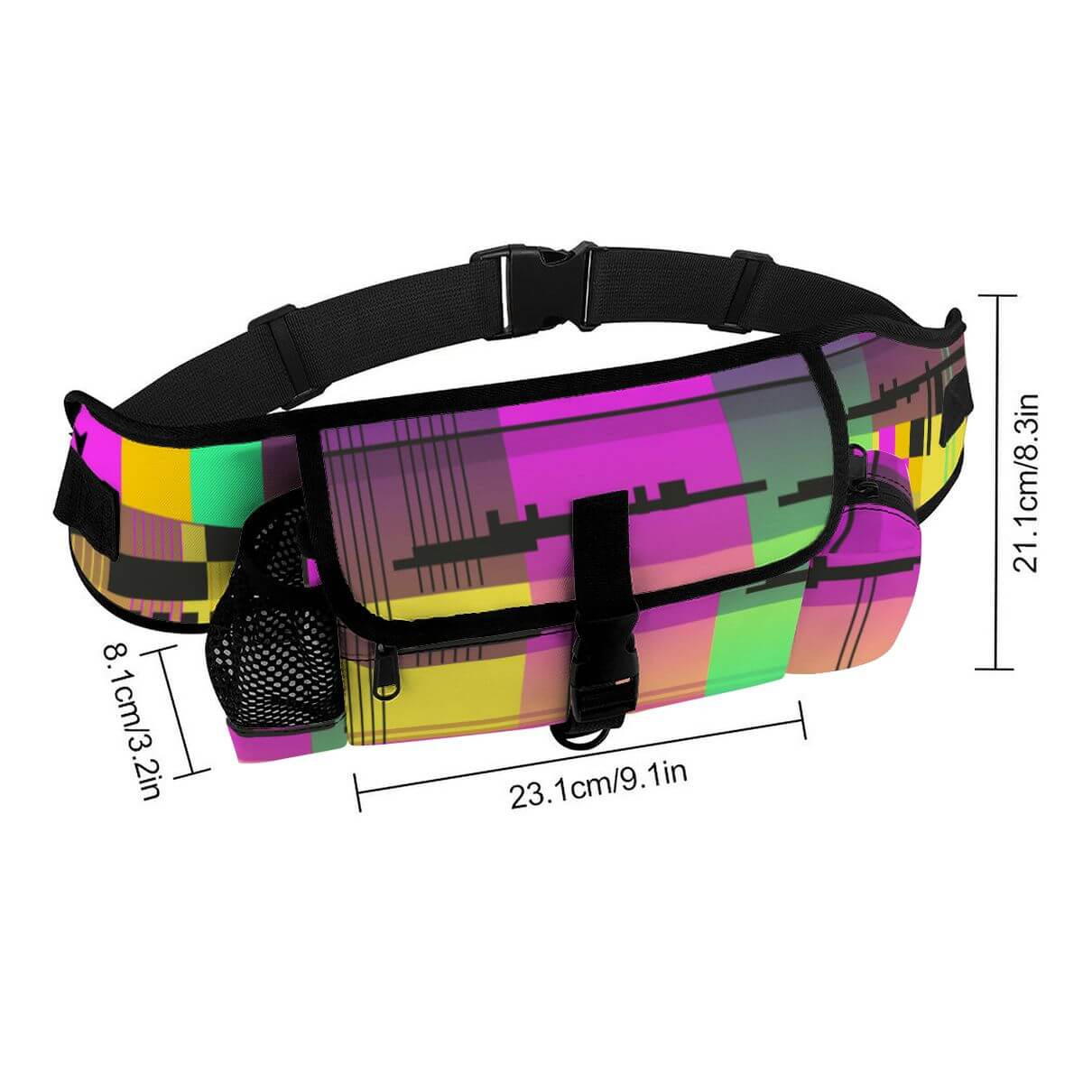 Gürteltasche für das Outdoor-Training von Haustieren, kompakt und leicht, mit buntem Design, 23 x 8 x 21 cm.