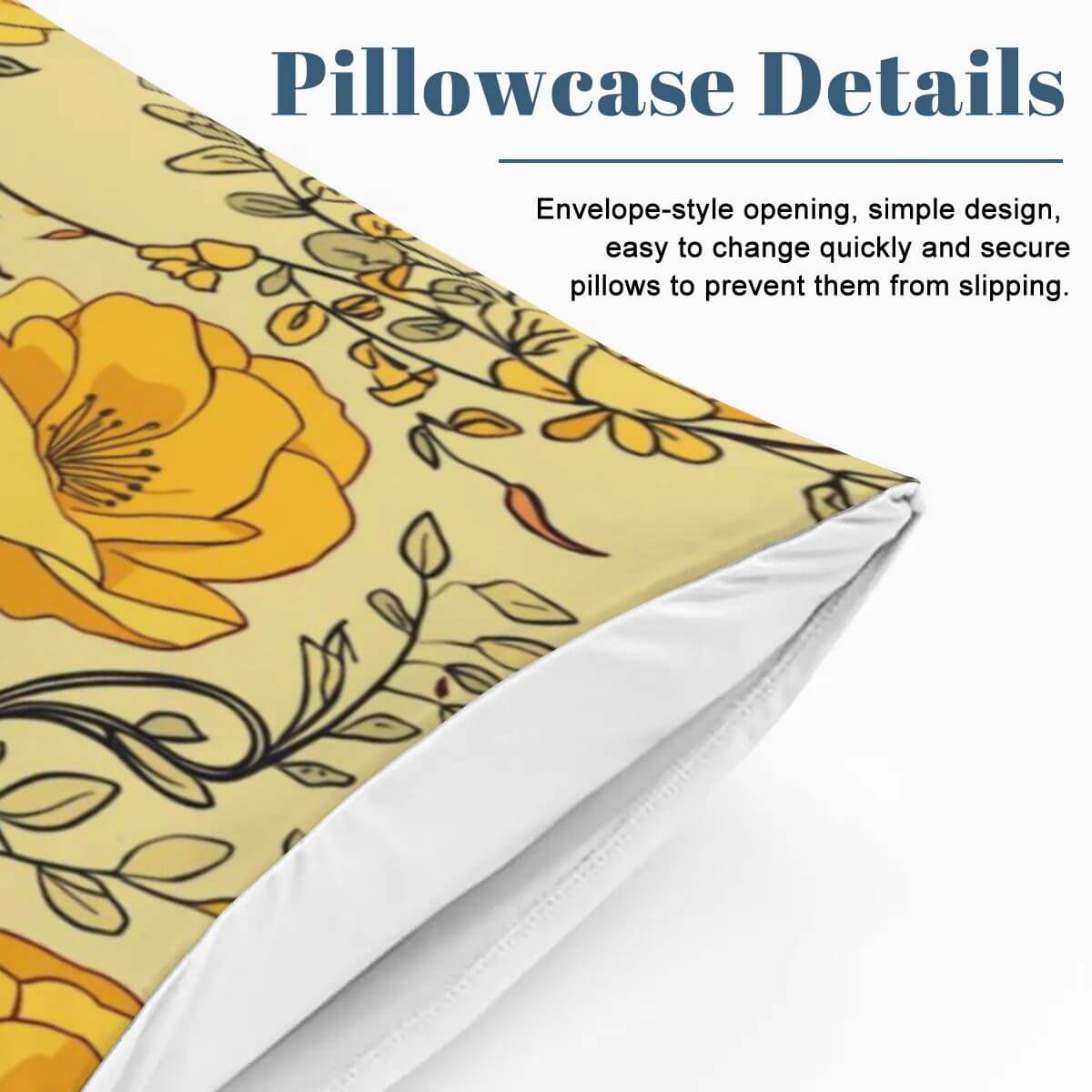 Komplettes Bettwäscheset pillowcase detail with floral design, showcasing envelope-style opening for easy pillow changes and security.