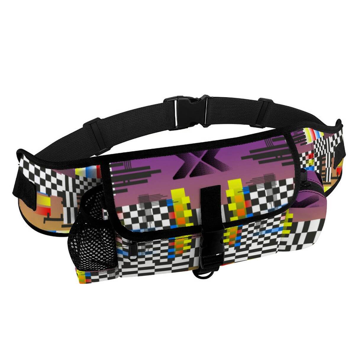 Gürteltasche für das Outdoor-Training von Haustieren in buntem, grafischem Design.