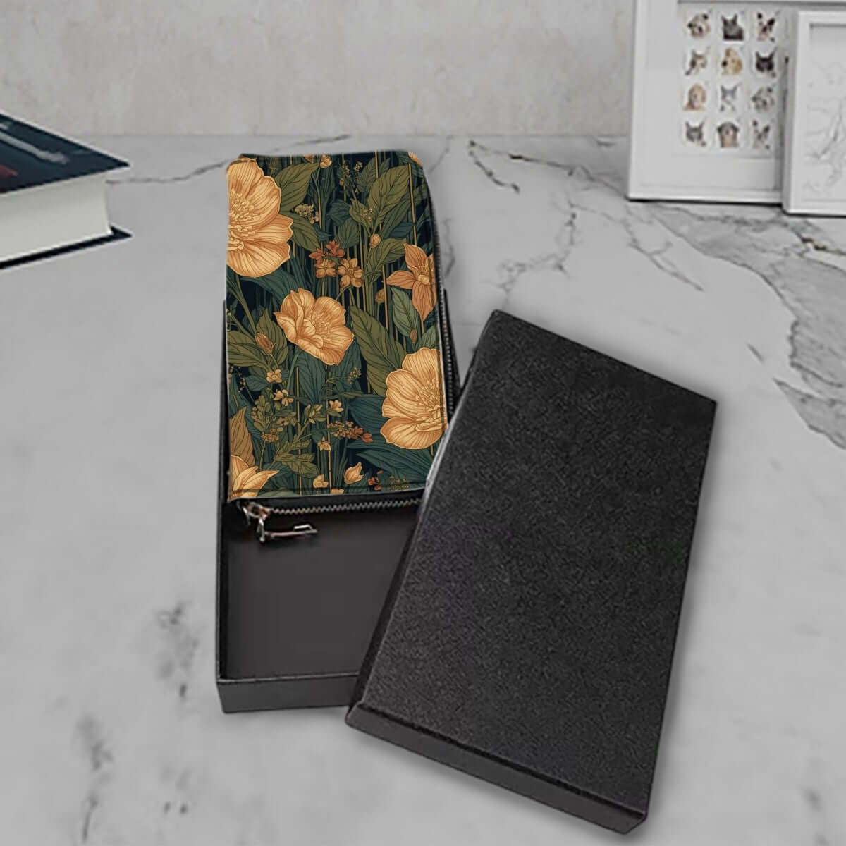 Clutch-Geldbörse für Damen aus PU mit floralem UV-Druck, doppelseitig bedruckt, stilvolle Geldbörse mit großer Kapazität und Kartenschlitzen.