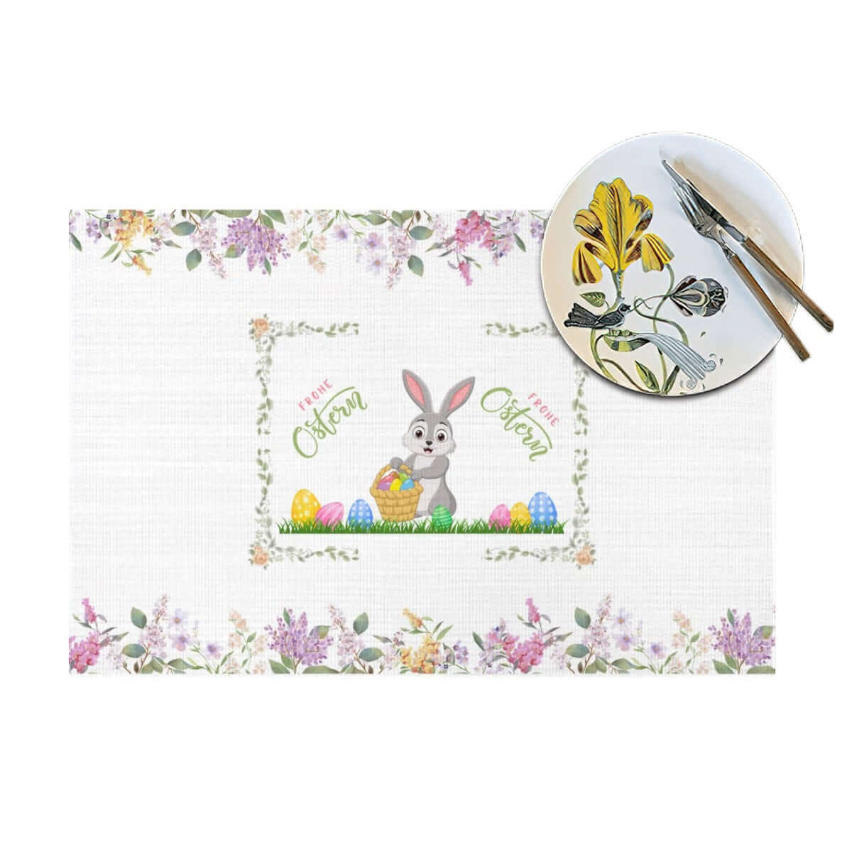 Gewebtes PVC Tischset mit Osterdesign, resistent gegen Kratzer und Hitze, Details für Tischset aus gewebtem PVC ansehen, Größe 18x12 Zoll