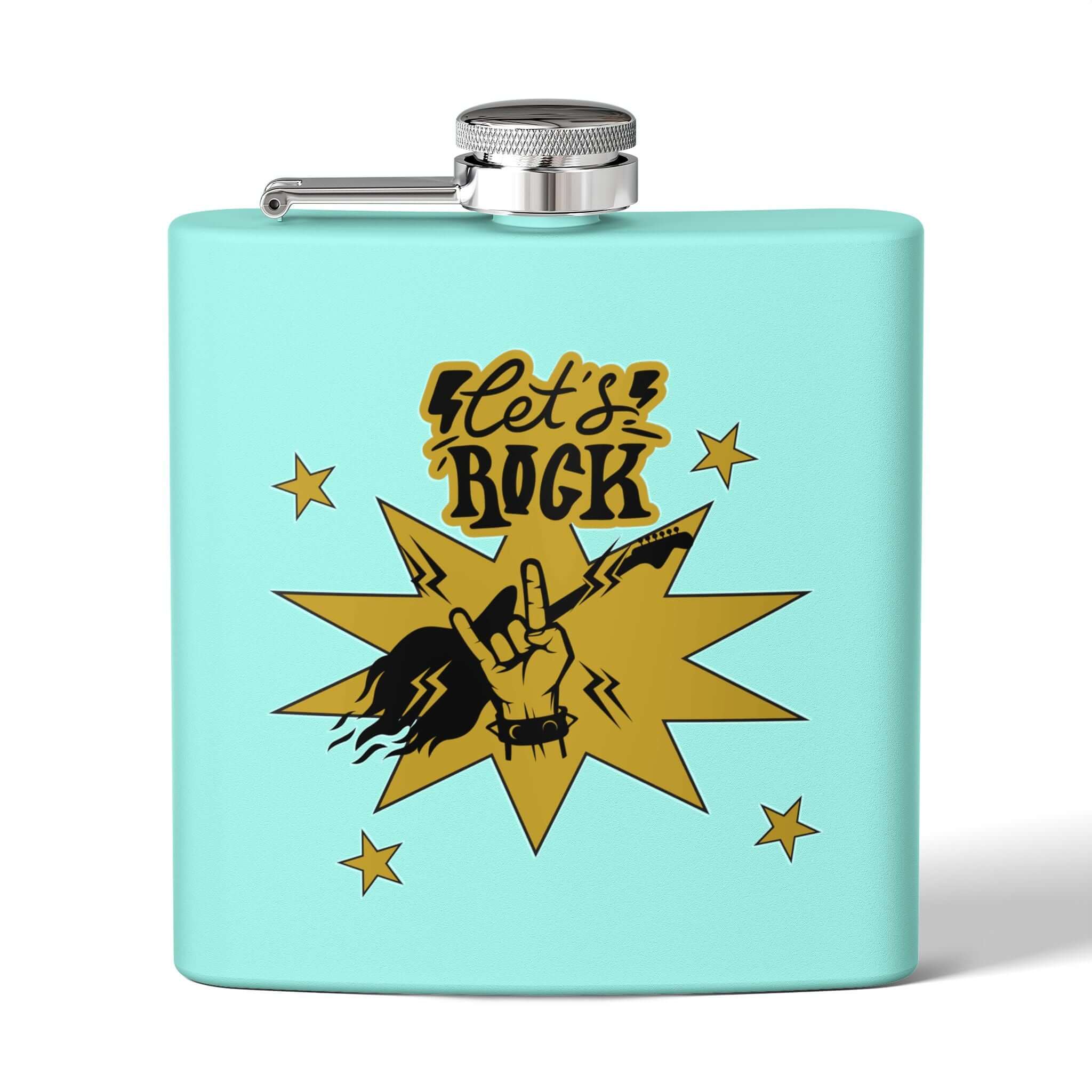 Edelstahl-Flachmann „Rock On“ für Fans mit Cowboy-Motiv, ideal für Abenteuer und Outdoor-Events.