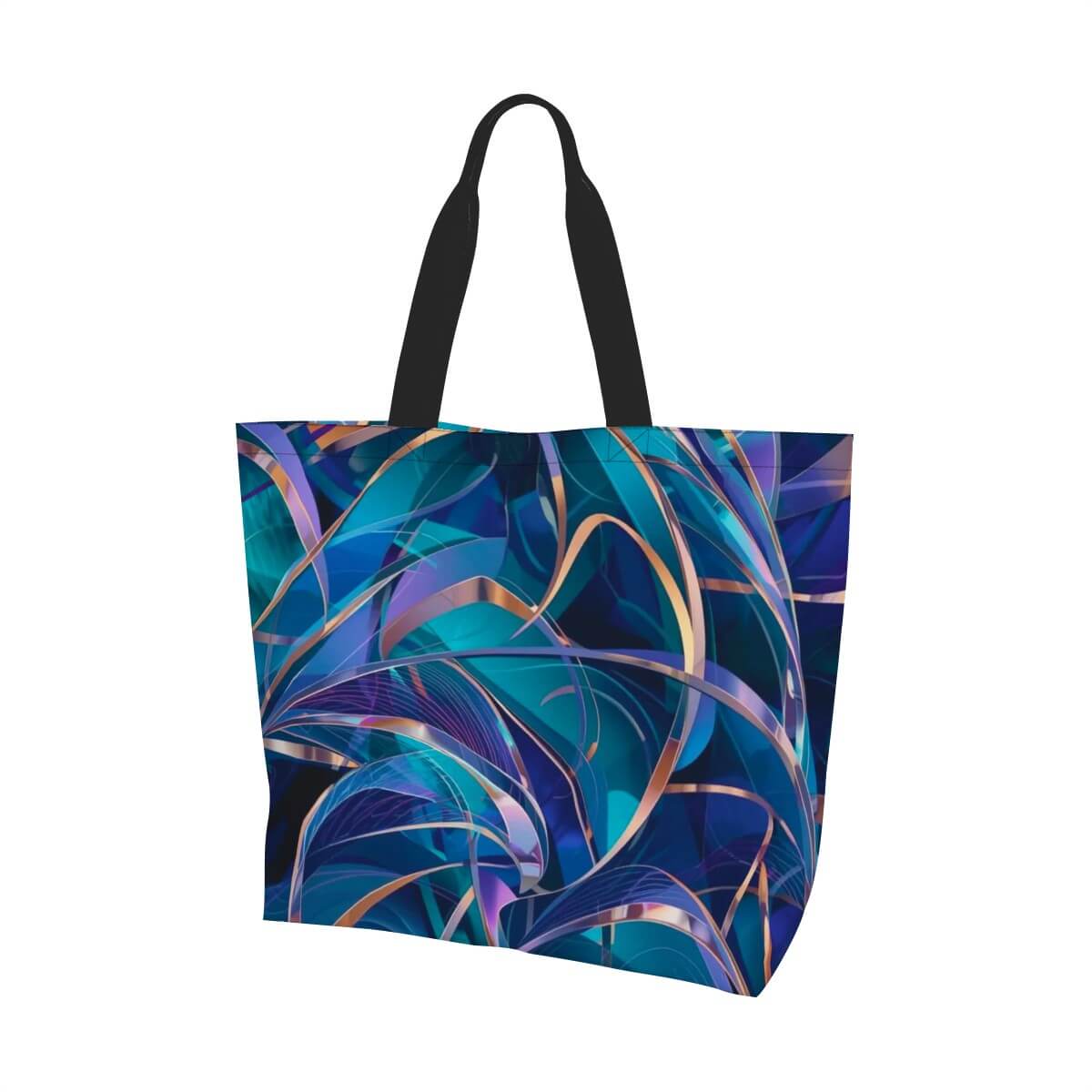Große Schultertasche für Damen aus Polyester mit abstraktem blauen Muster, Produktgröße 19,7"x15,7"x5,9", stilvolles Design.