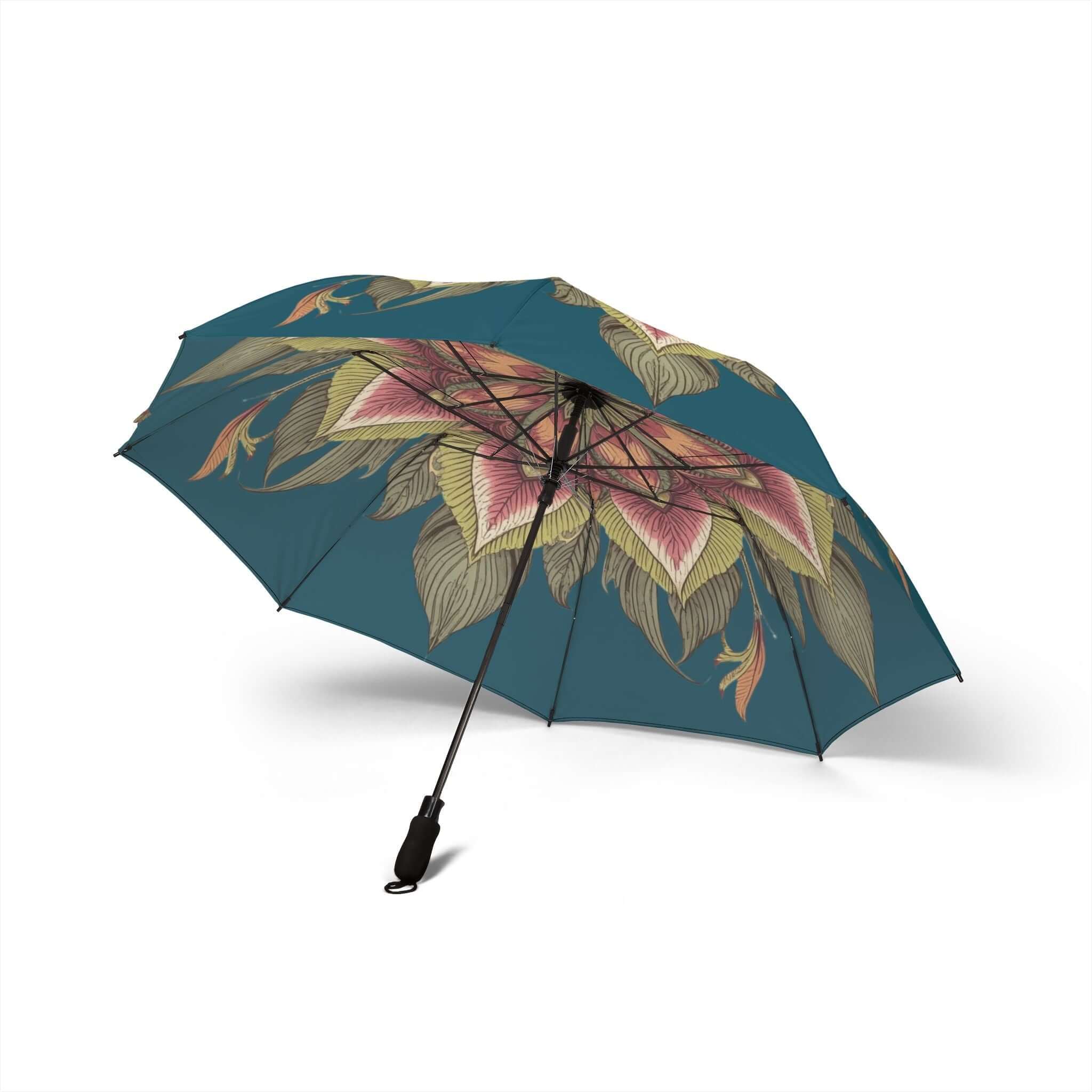 Farbenfroher Regenschirm mit Blumenmuster, künstlerischer Faltschirm - Design-Familientruhe