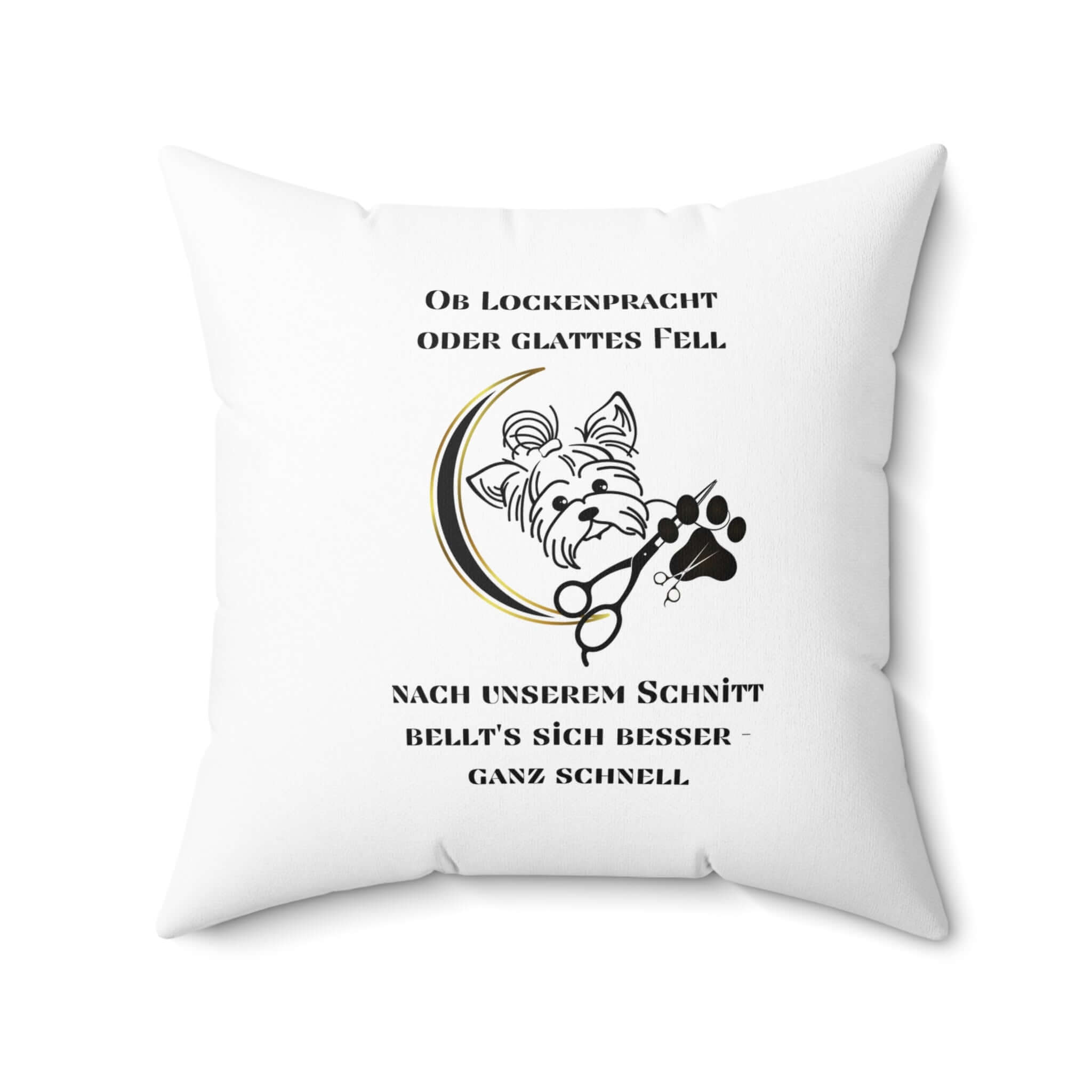 Kuscheliges Kissen für Hundesalon mit Hundemotiv und Spruch, ideal für Haustiere im Hundesalon, bequemes Hundekissen