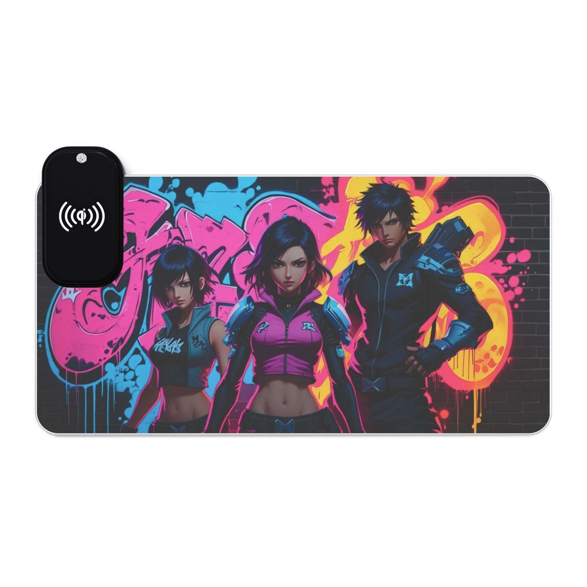 LED-Gaming-Mauspad mit kabelloser Aufladung, RGB-Leucht-Schreibtischmatte - Design-Familientruhe