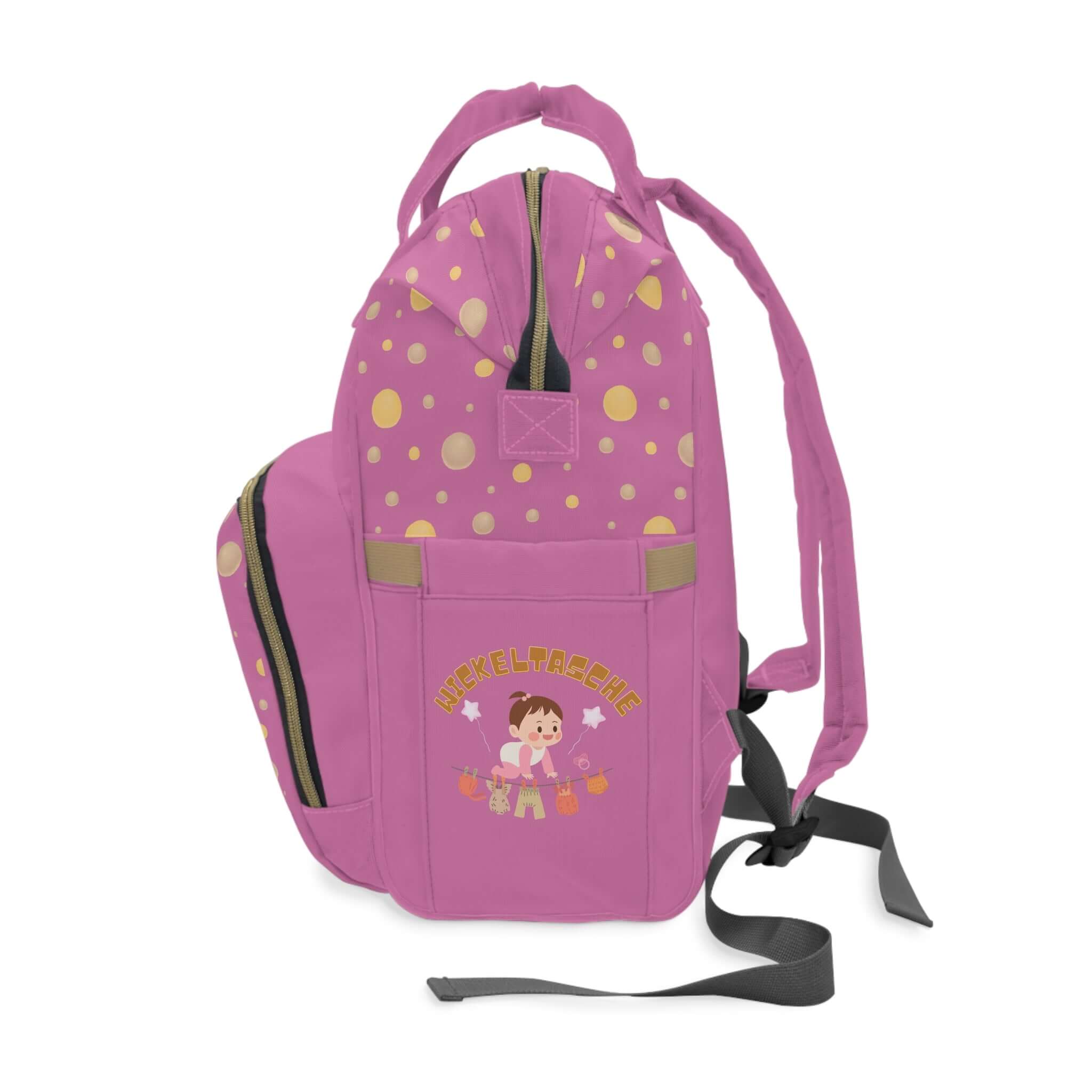 Süßer rosa multifunktionaler Wickelrucksack | Stilvolle und praktische Babytasche - Design-Familientruhe