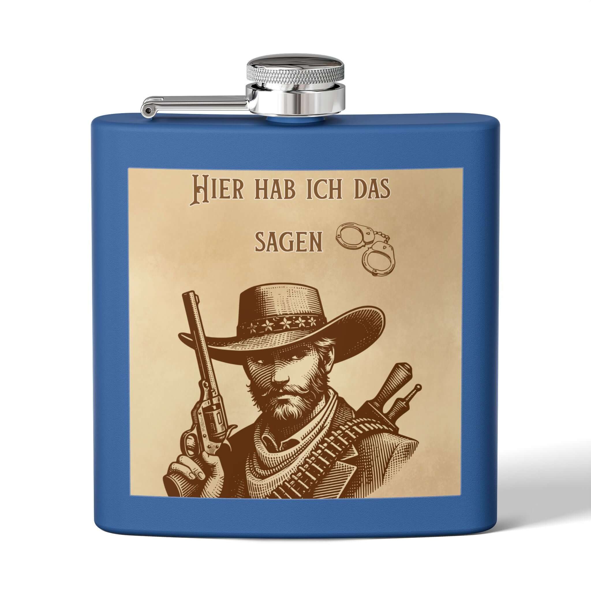Edelstahl Flachmann Western Cowboy mit Cowboy-Motiv und Spruch &