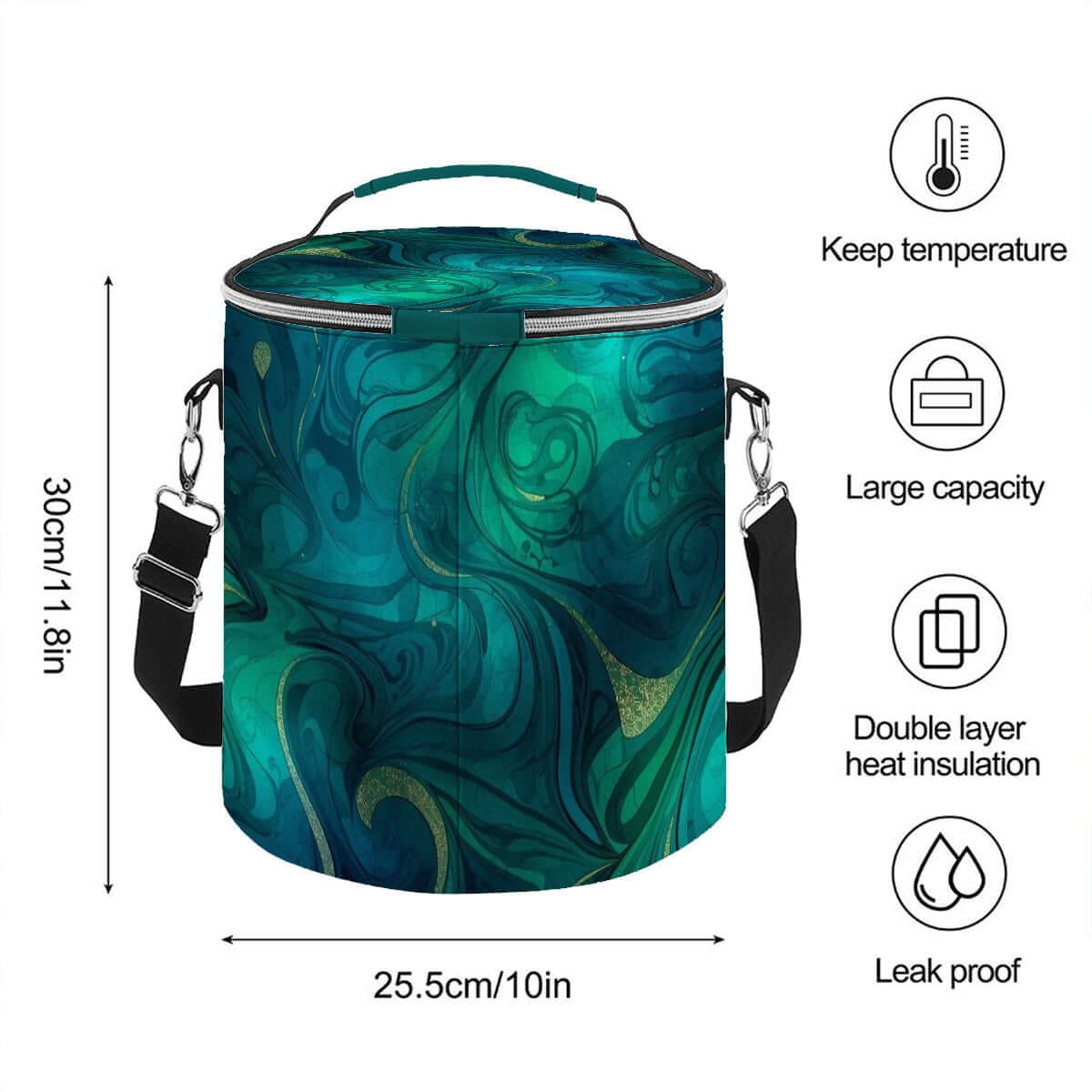 Camping‑Kühltasche - Tragbar, isoliert und wasserdicht, 11,8" x 10", mit sublimiertem Design und Polyester-Material, ideal für Camping.