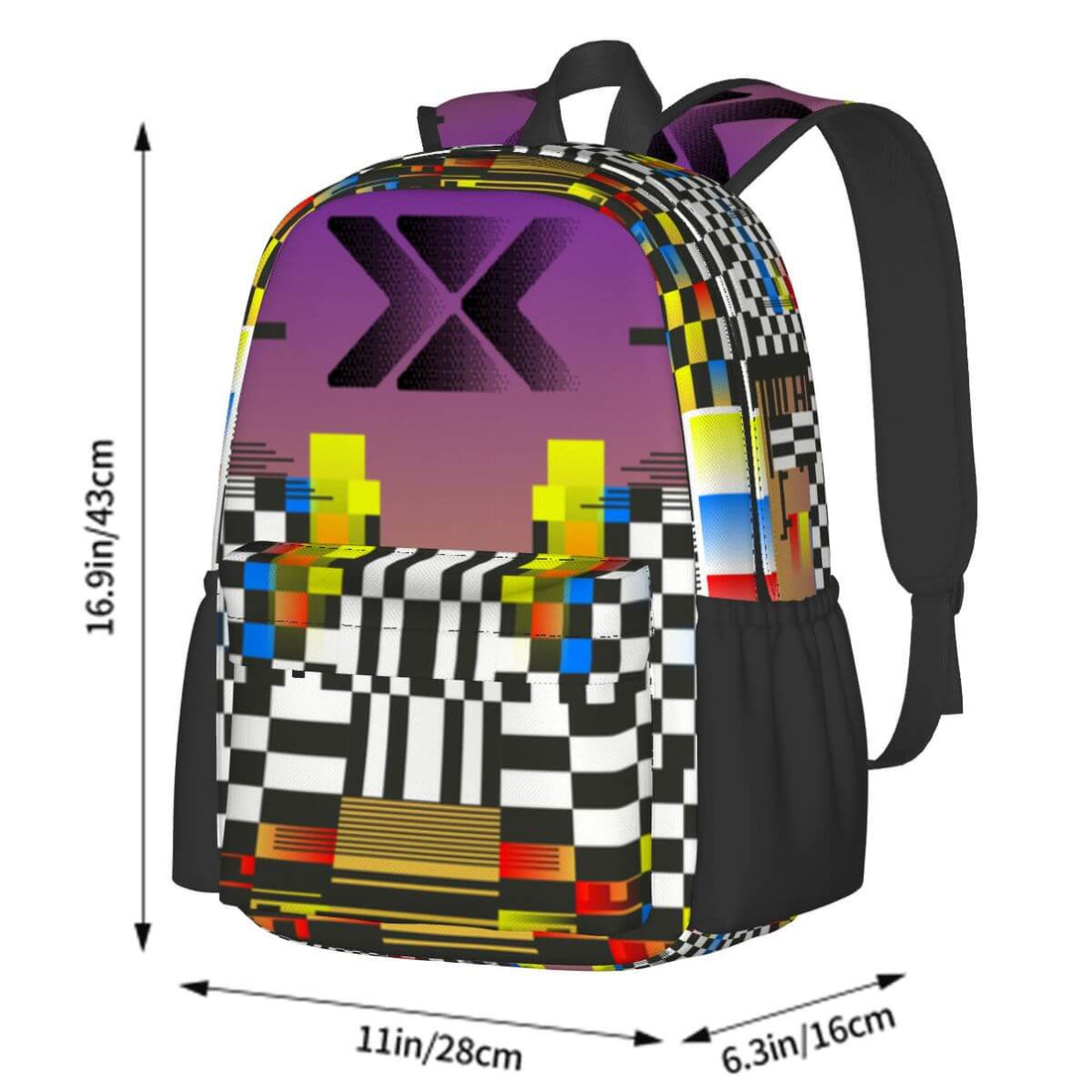 Geräumiger Oxford-Rucksack mit Seitentaschen, aus strapazierfähigem Polyester, ideal für vielseitige Nutzung. Größe: 11"x6,3"x16,9"